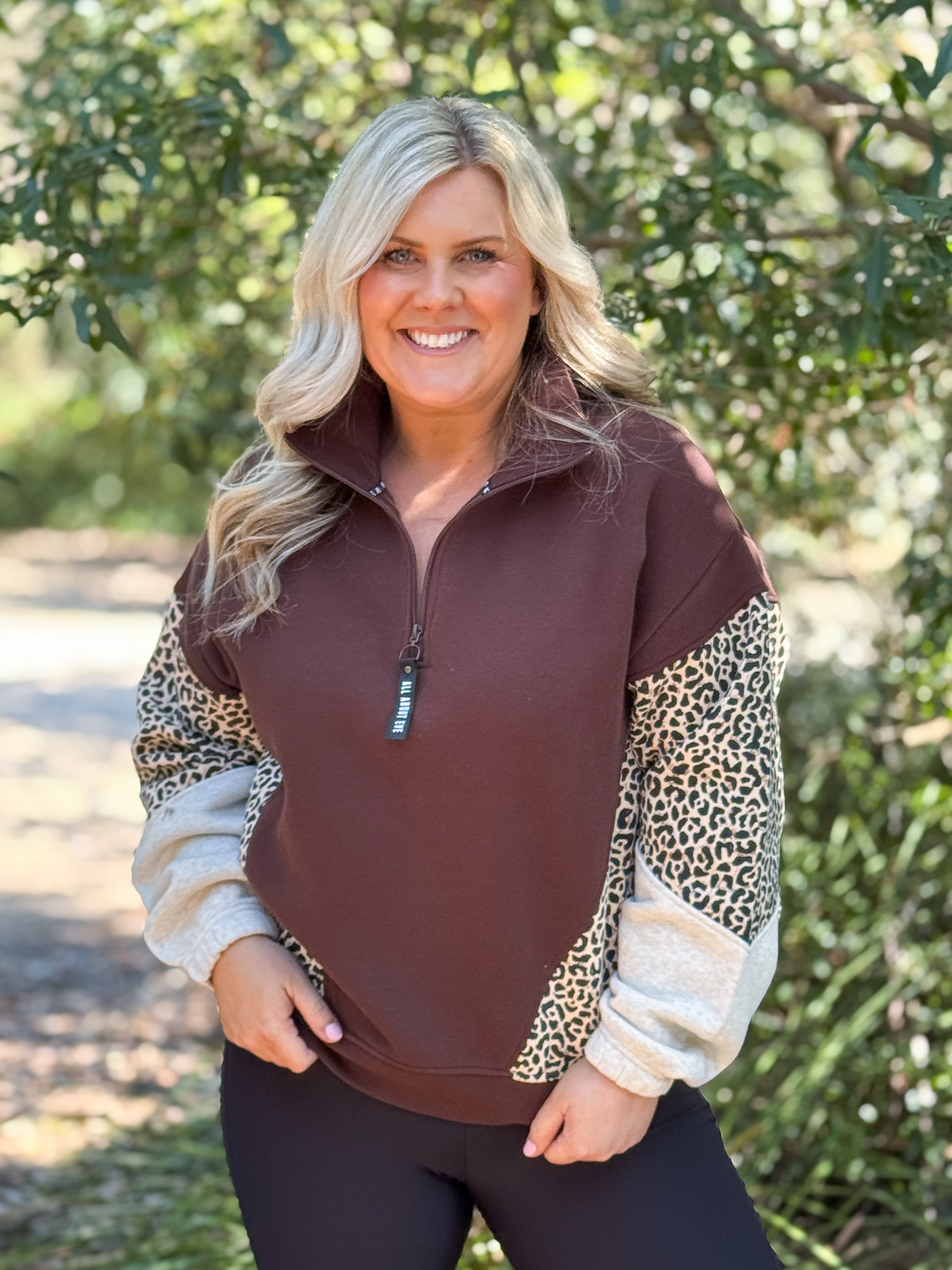 Savannah Panel 1/4 Zip - Brown