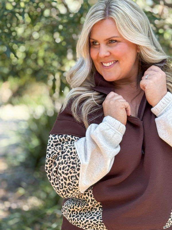 Savannah Panel 1/4 Zip - Brown