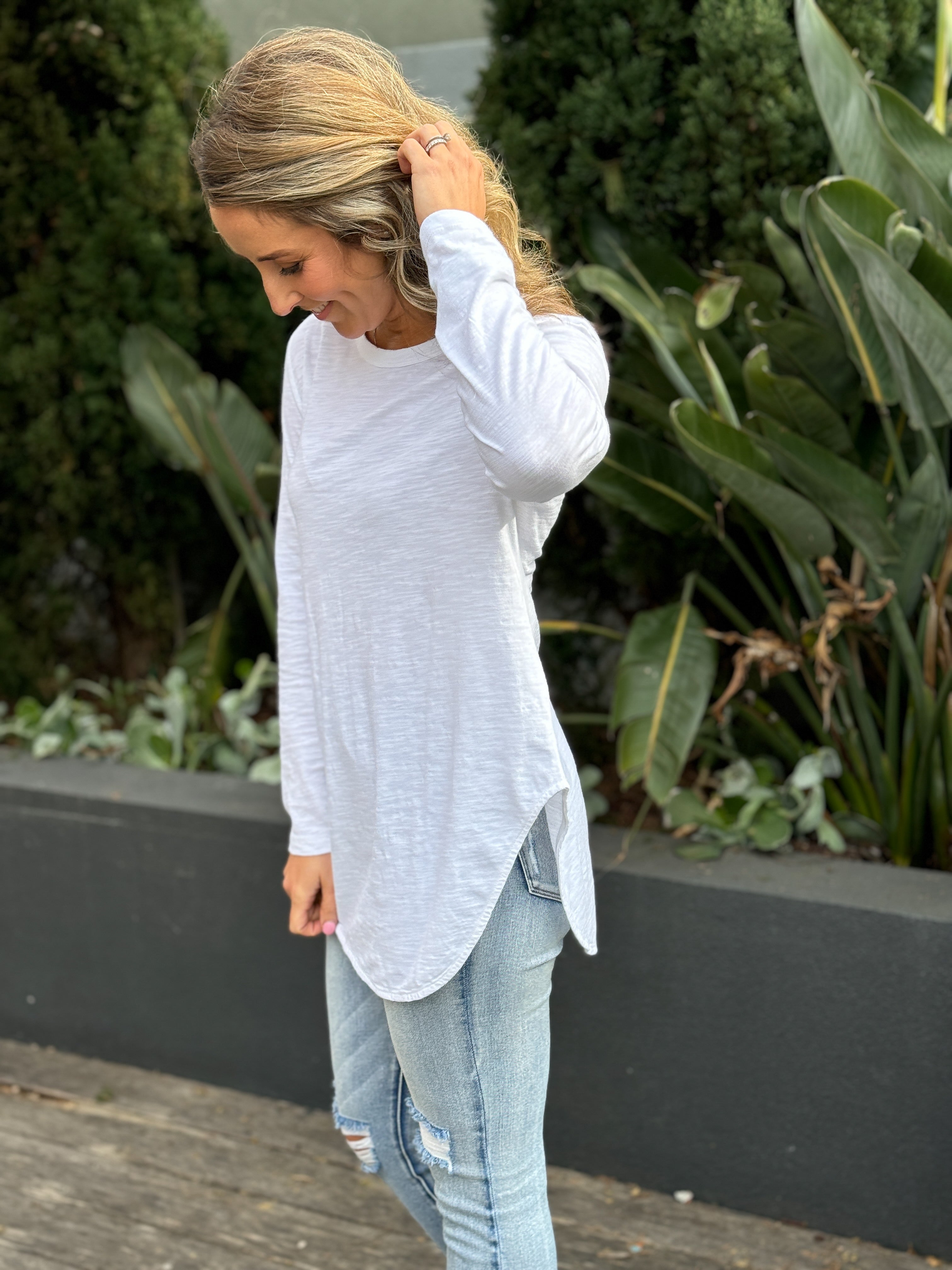 Scarlett Long Sleeve Tee - White