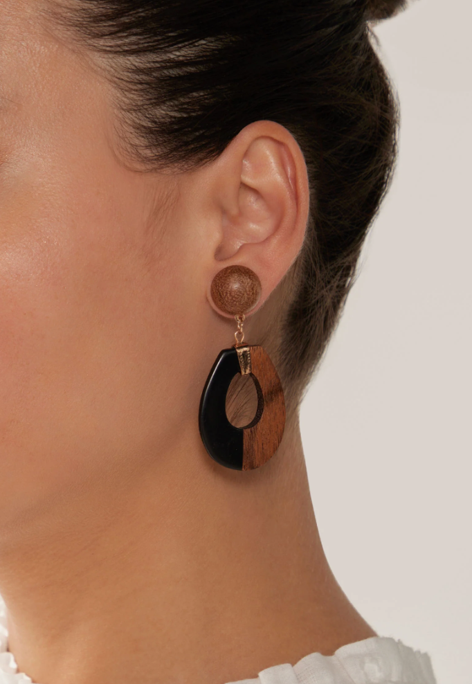 Cay Earring - Tan/Black