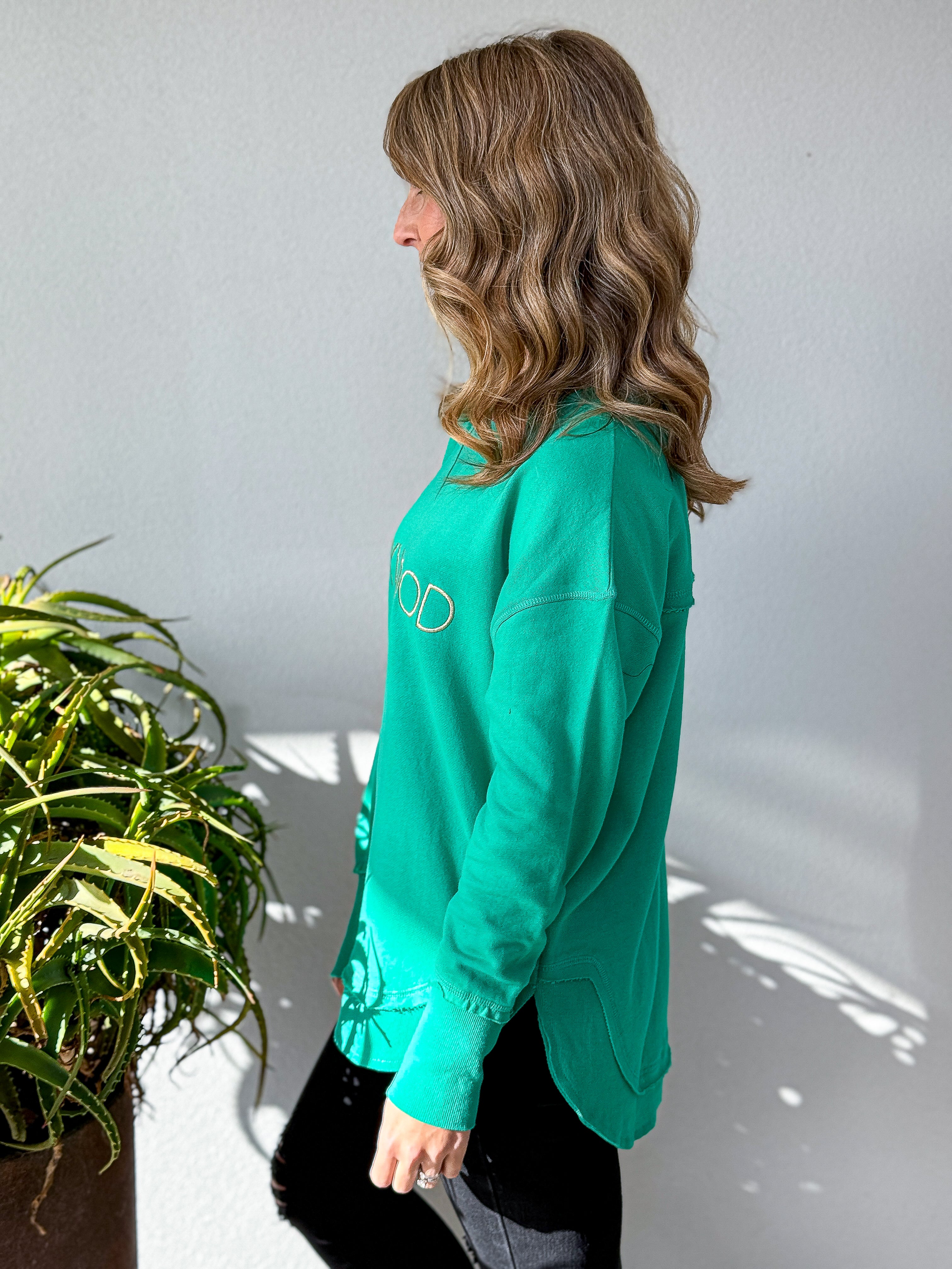 Simplified METALLIC Crew - Bright Green