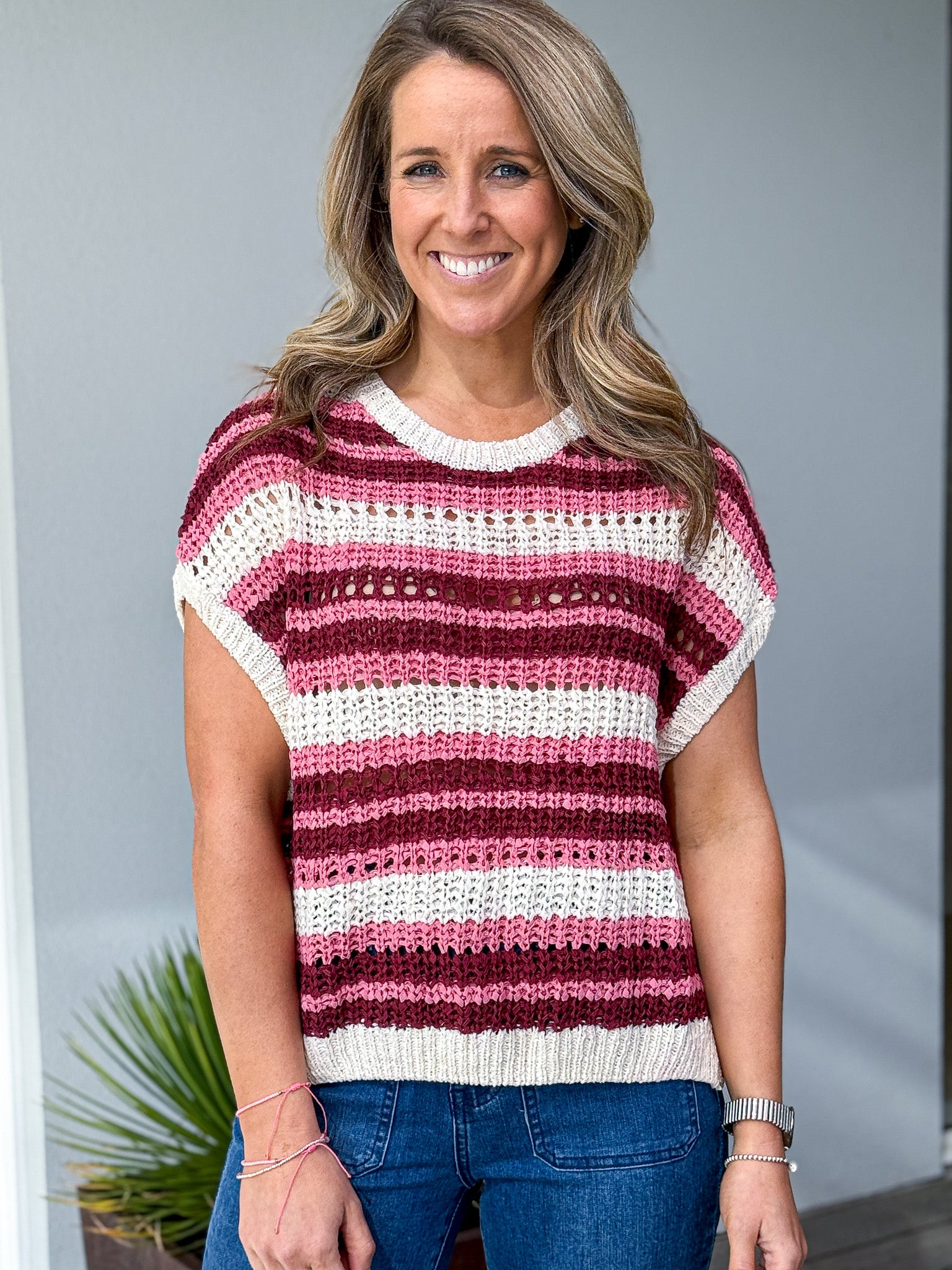 Striped Knit Top - Chateau Rose Stripe