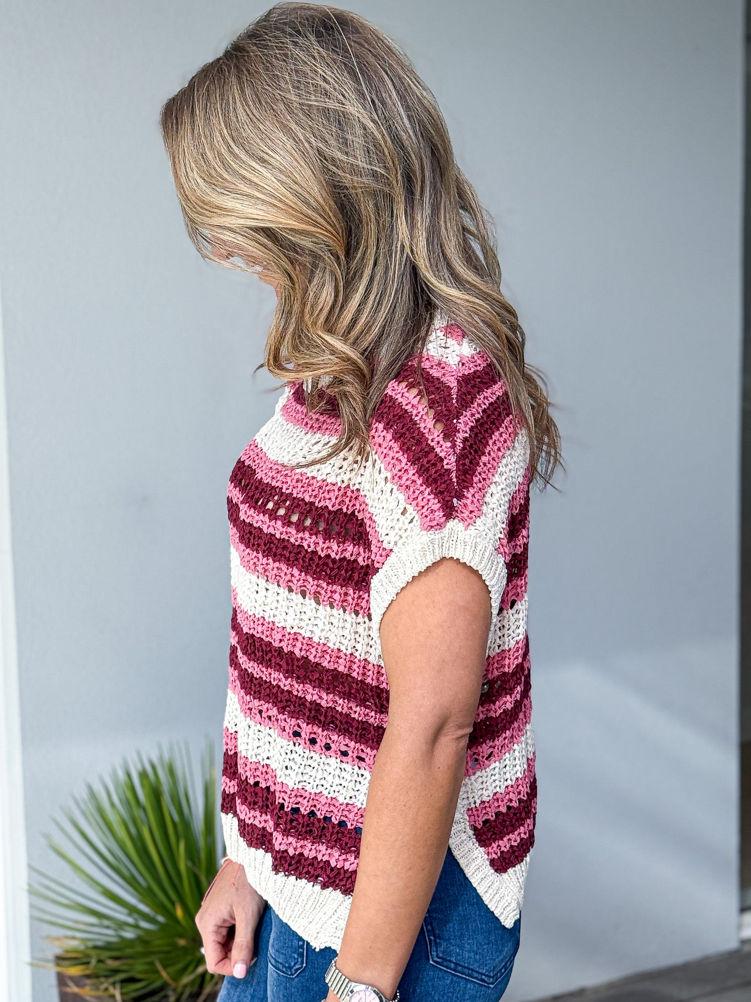 Striped Knit Top - Chateau Rose Stripe