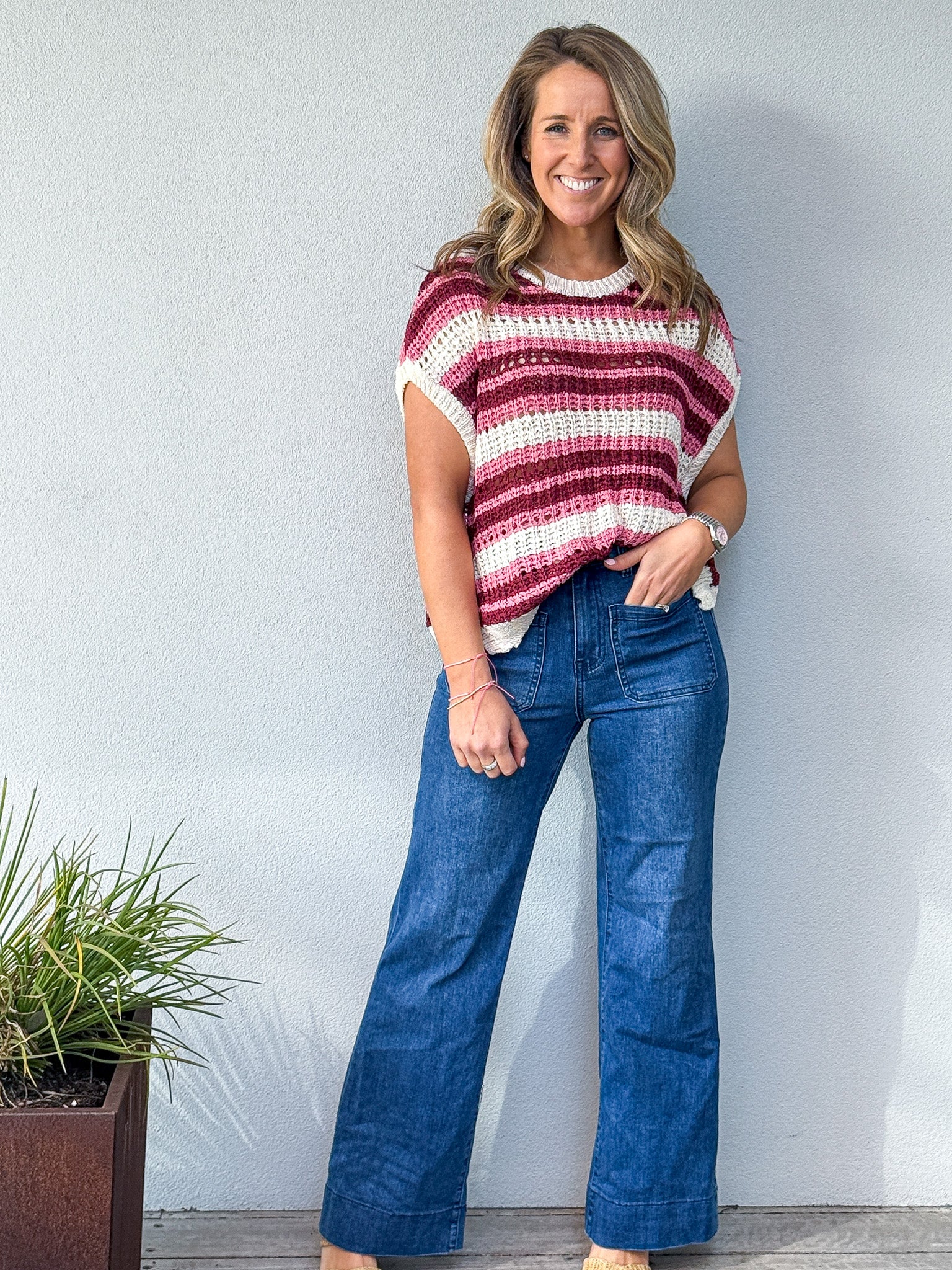 Striped Knit Top - Chateau Rose Stripe
