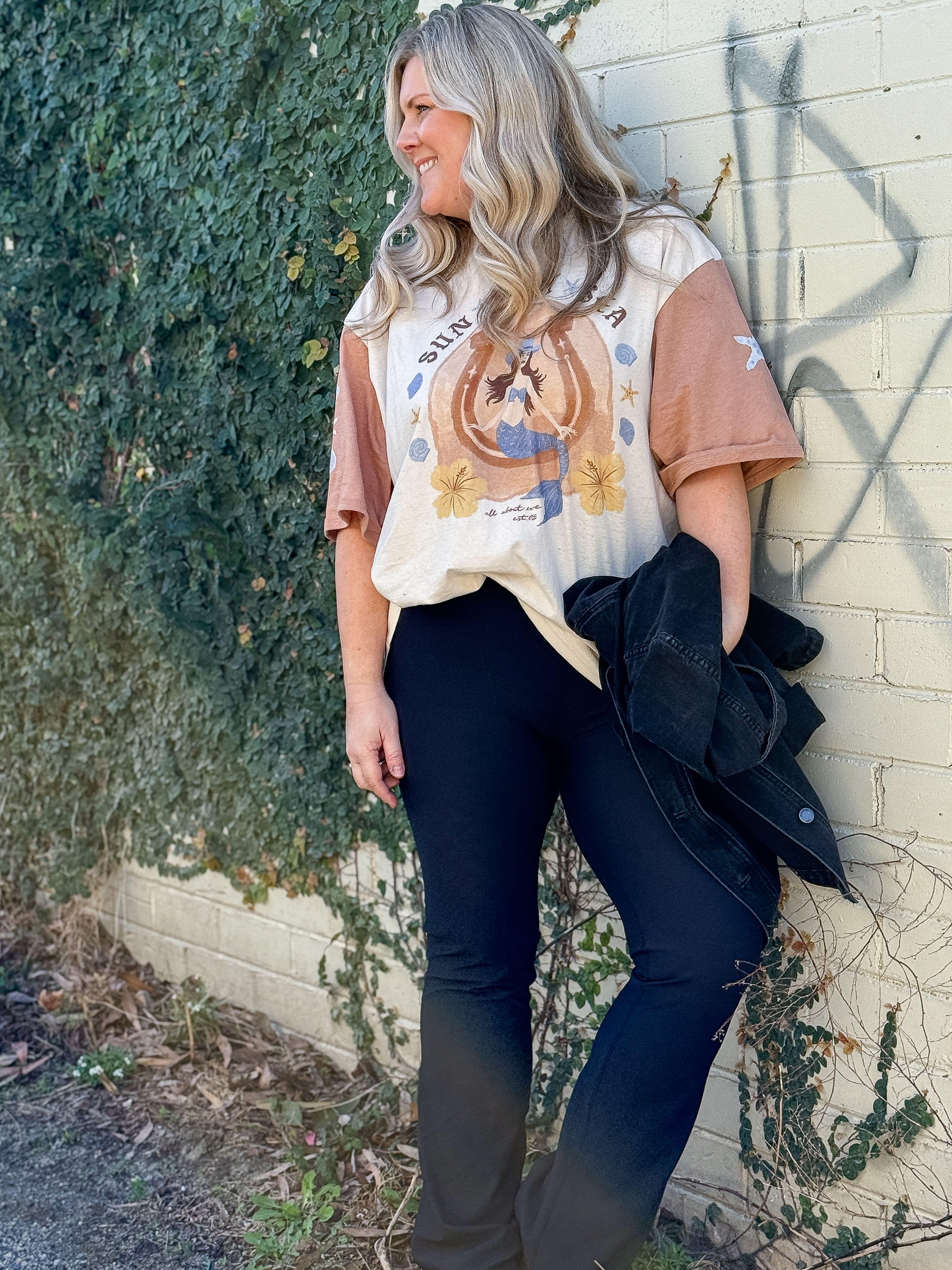Sun Salt Sea Oversized Tee - Vanilla
