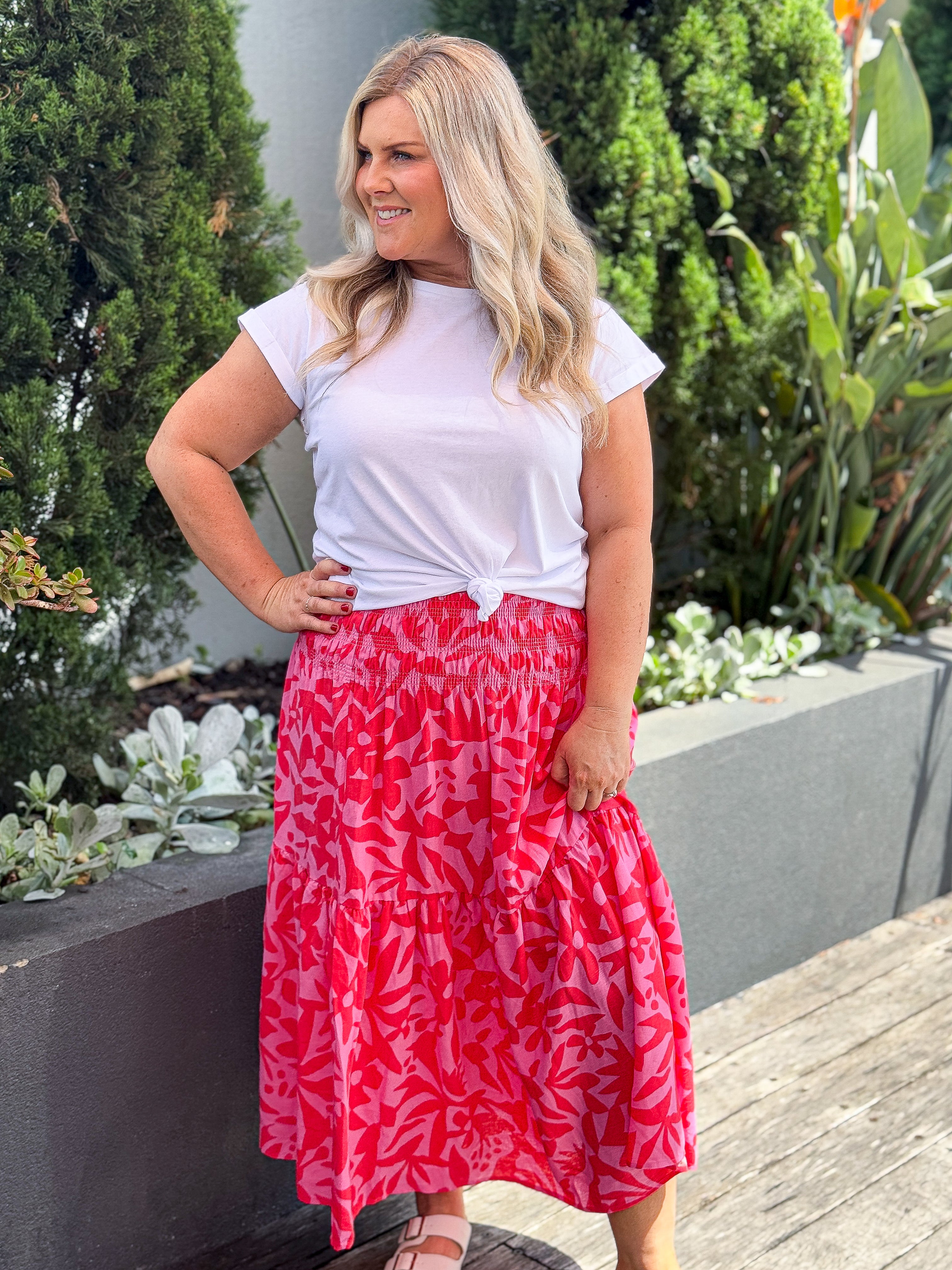 Sunset Hour Skirt - Strawberry