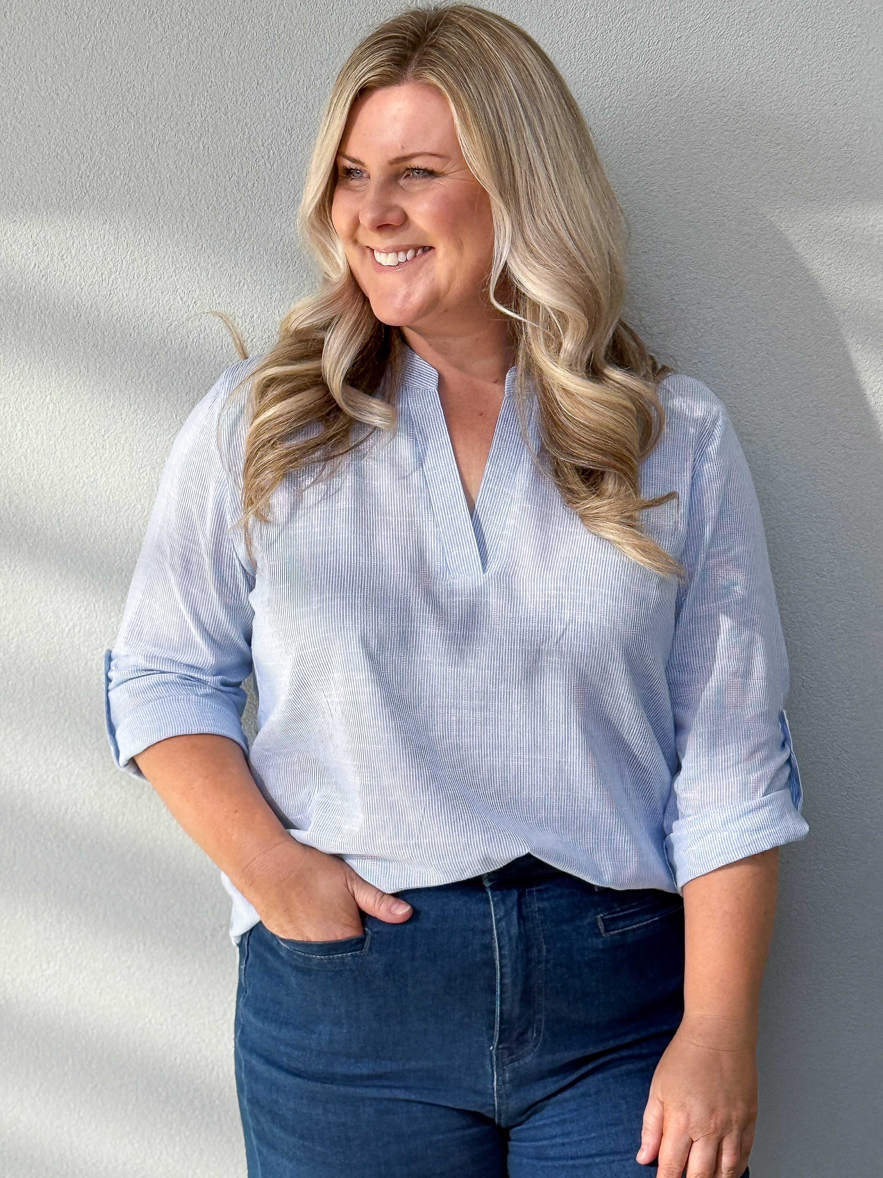 Tilly Shirt - Light Blue Stripe