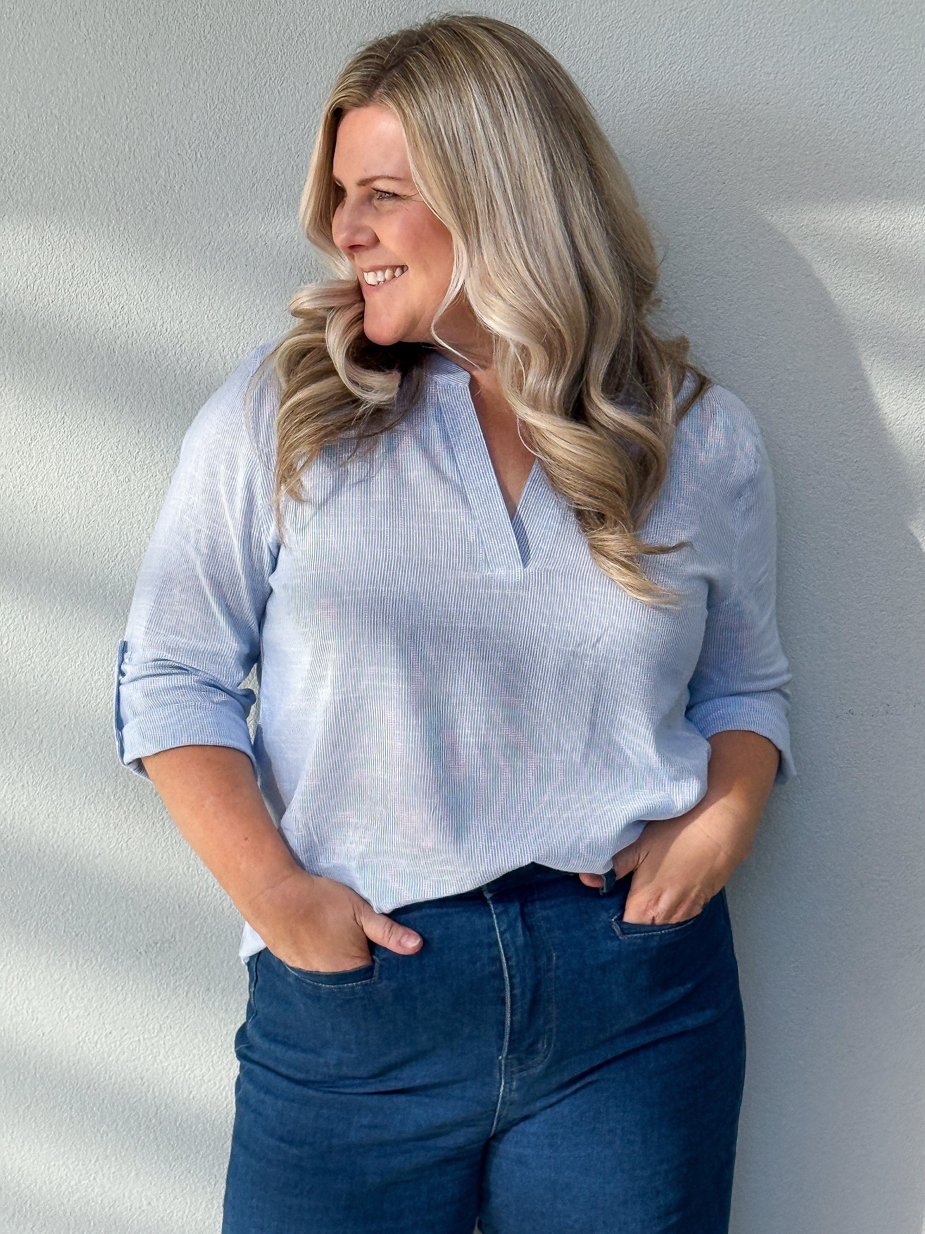 Tilly Shirt - Light Blue Stripe