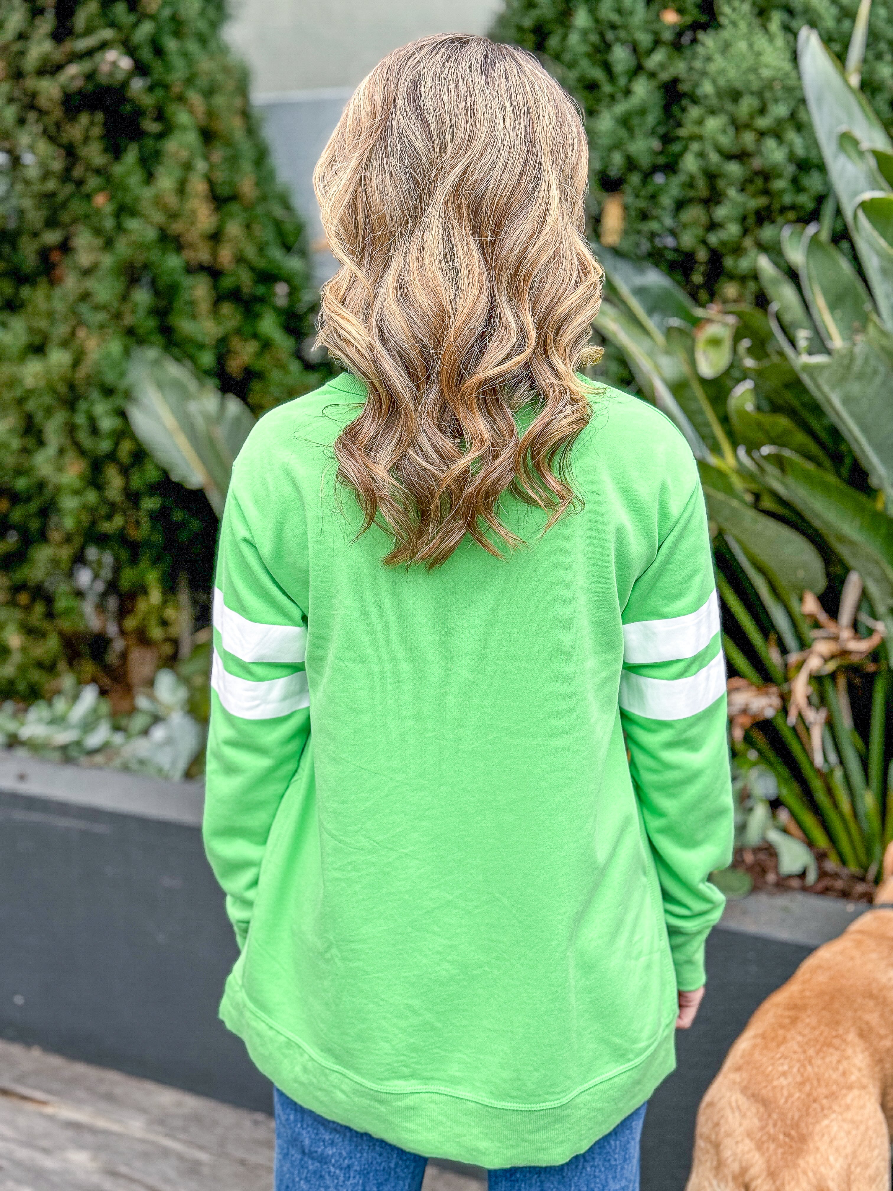 Theresa Two Stripe Sweatshirt - Apple Green