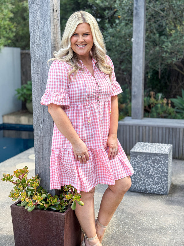 Veronica Dress - Pink Gingham