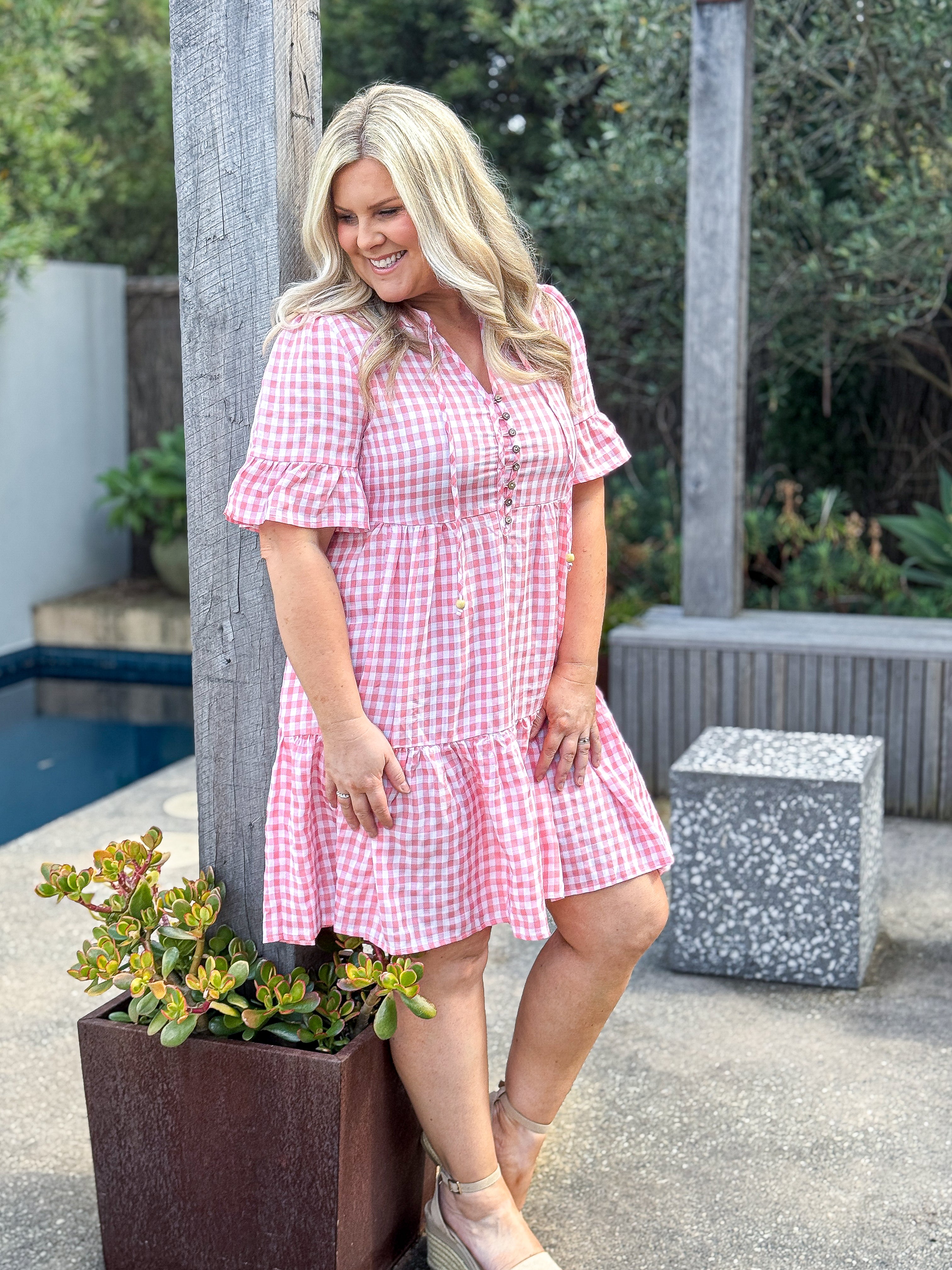 Veronica Dress - Pink Gingham