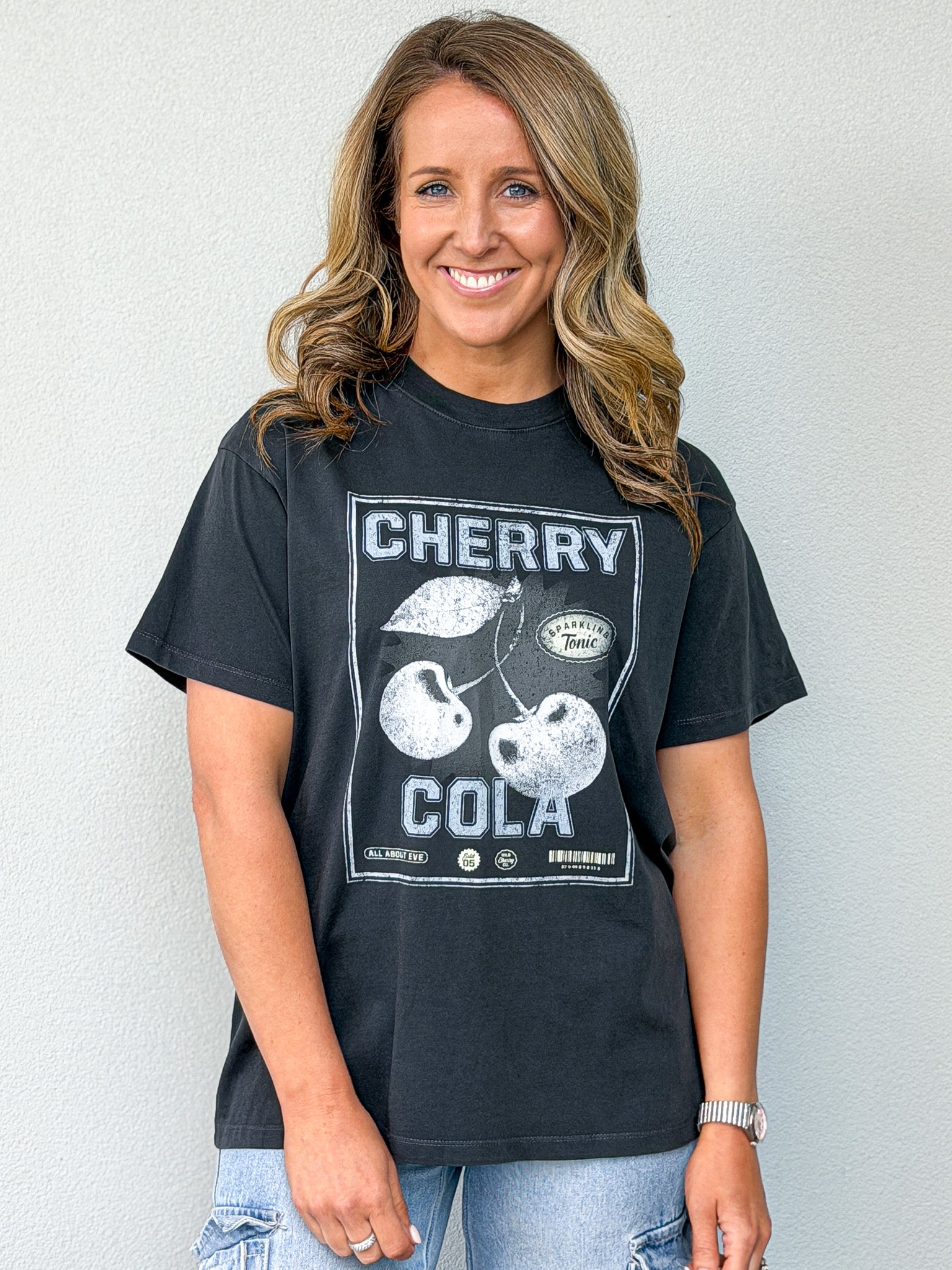 Wild Cherry Relaxed Tee - Washed Black