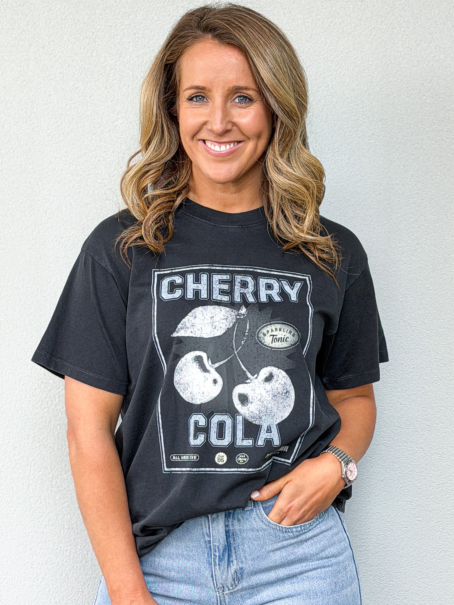 Wild Cherry Relaxed Tee - Washed Black