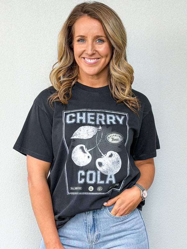 Wild Cherry Relaxed Tee - Washed Black