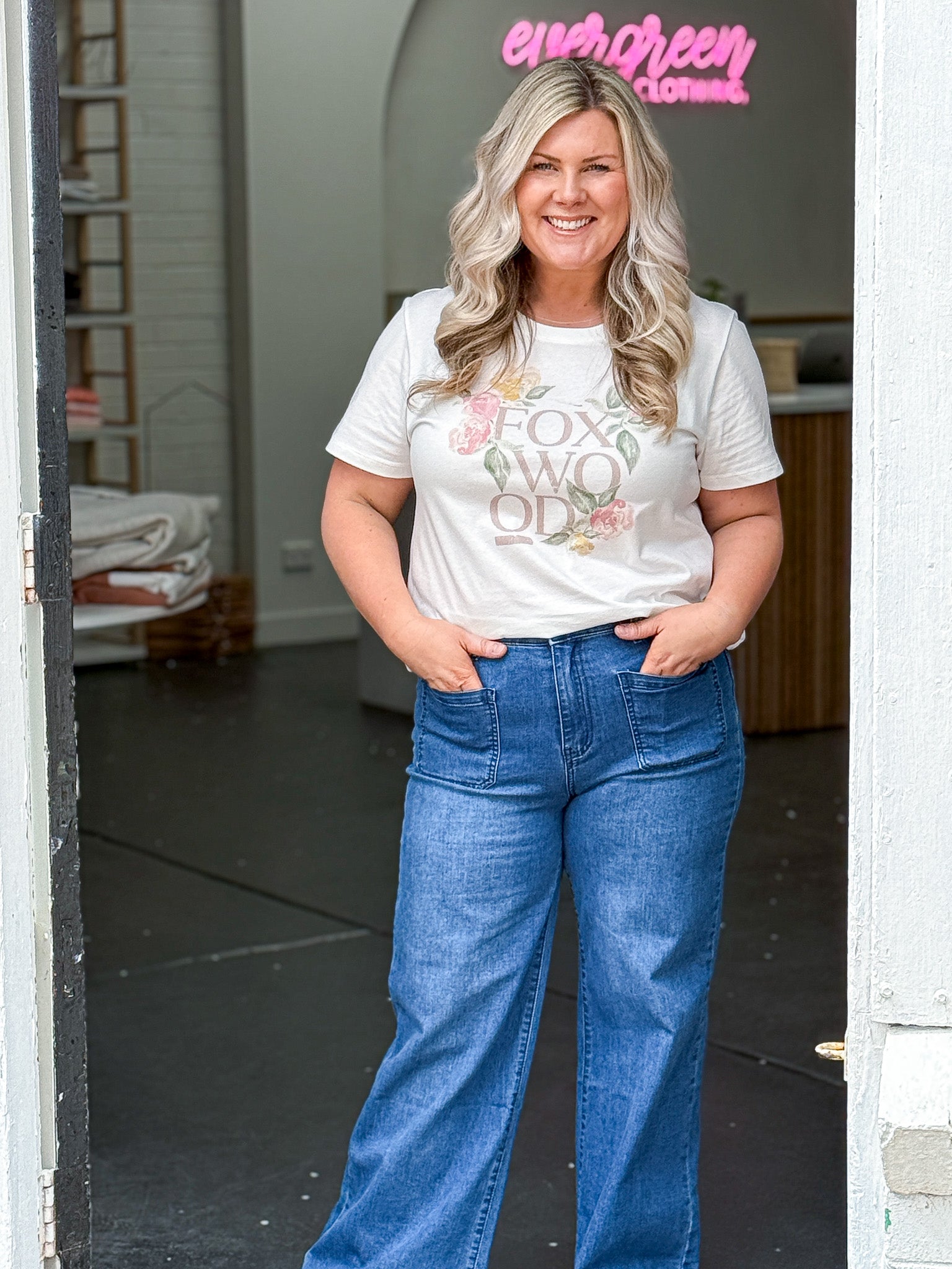 Wild Rose Tee - White