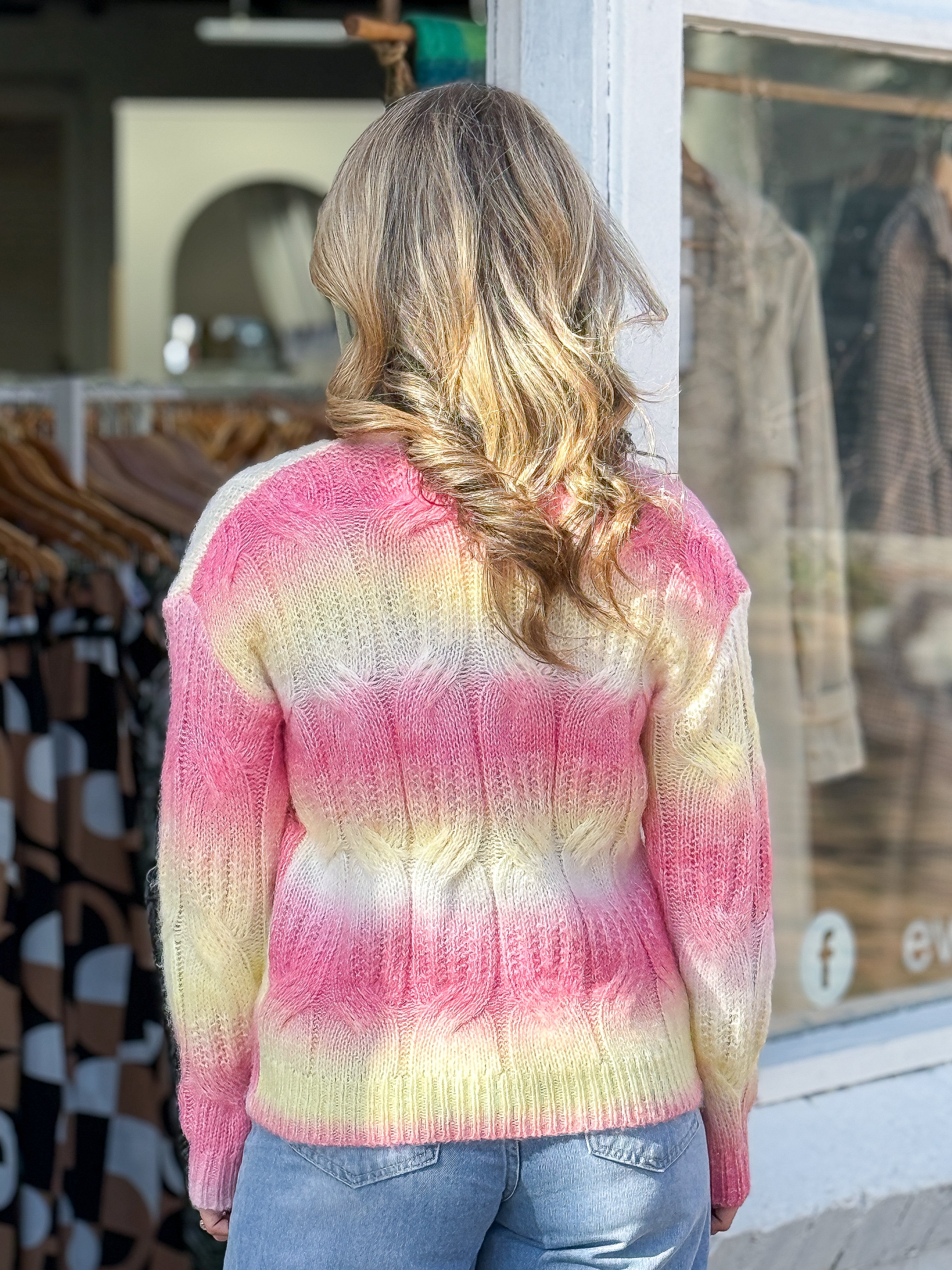 Zanna V-Neck Jumper - Pink / Yellow