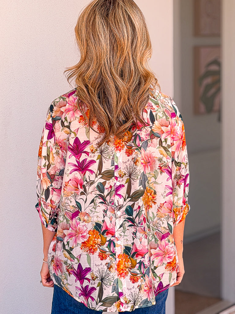Chloe Blouse - Multi Pink Spring