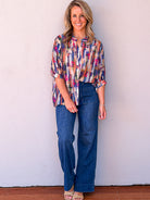 Chloe Blouse - Multi Blue