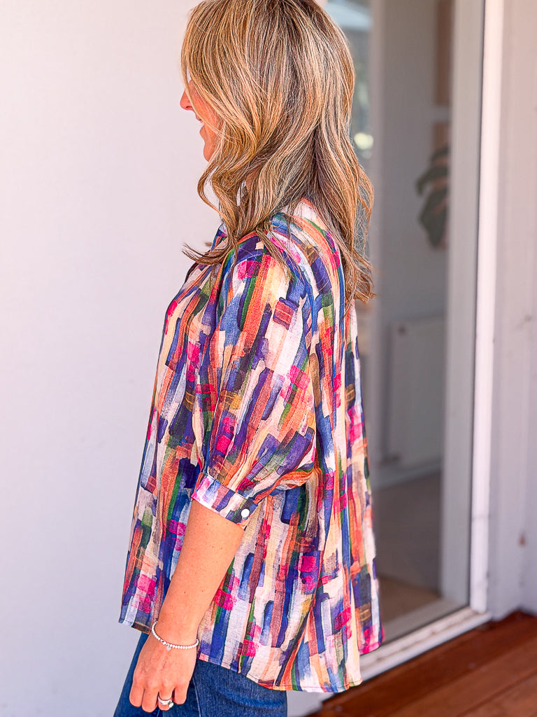 Chloe Blouse - Multi Blue
