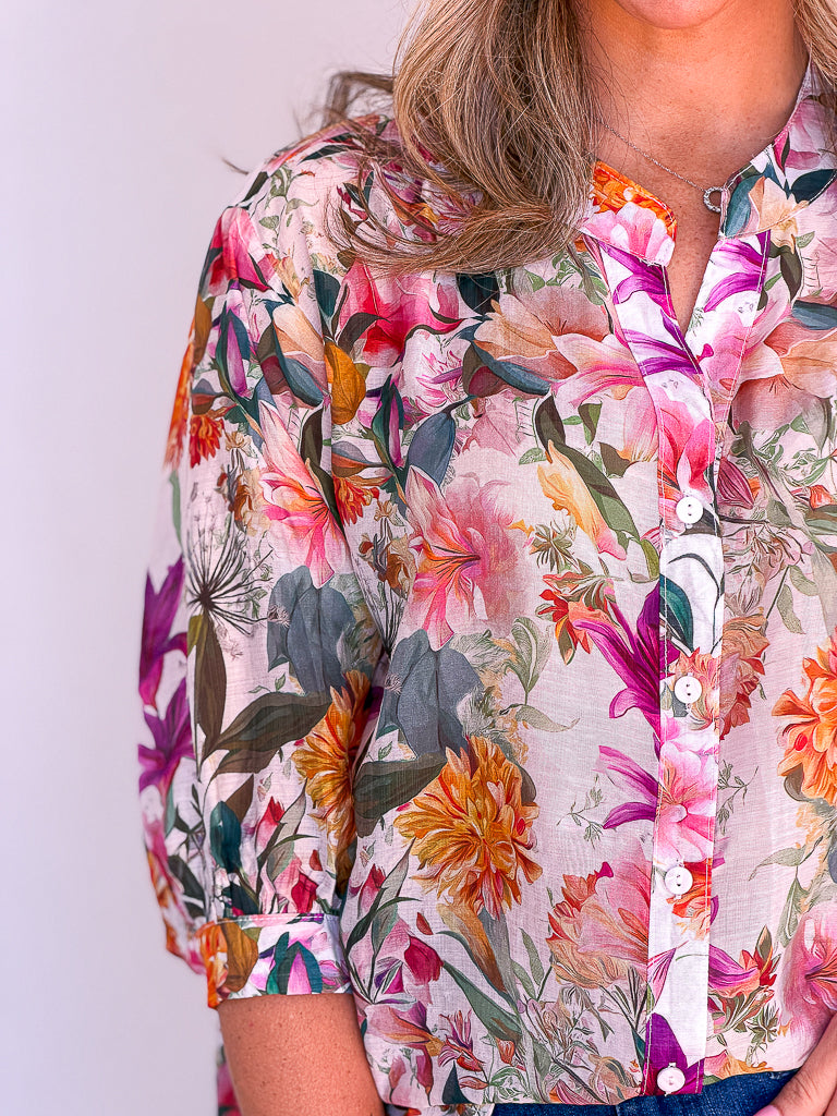 Chloe Blouse - Multi Pink Spring
