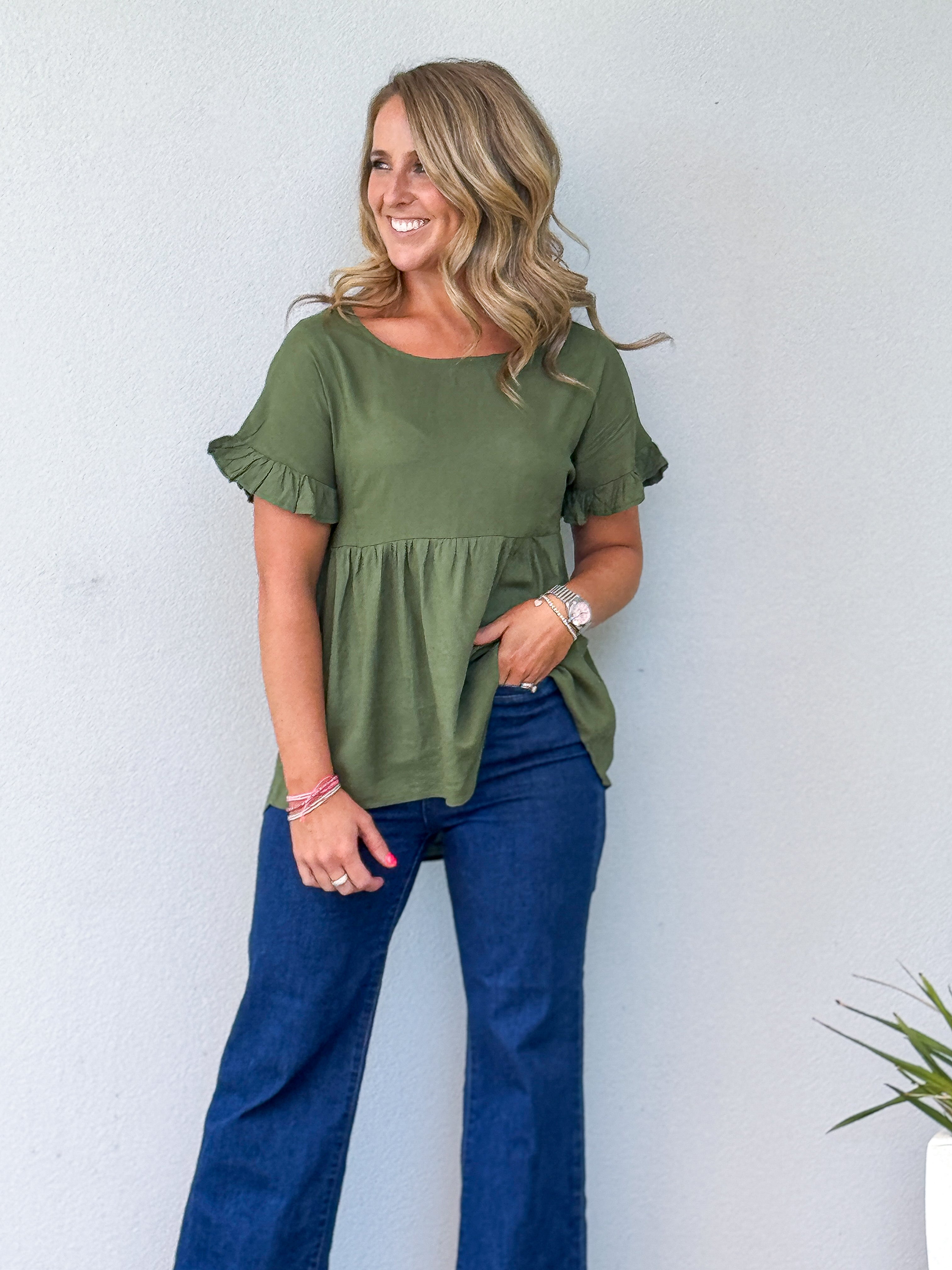 Hanna Hi-Lo Top - Khaki