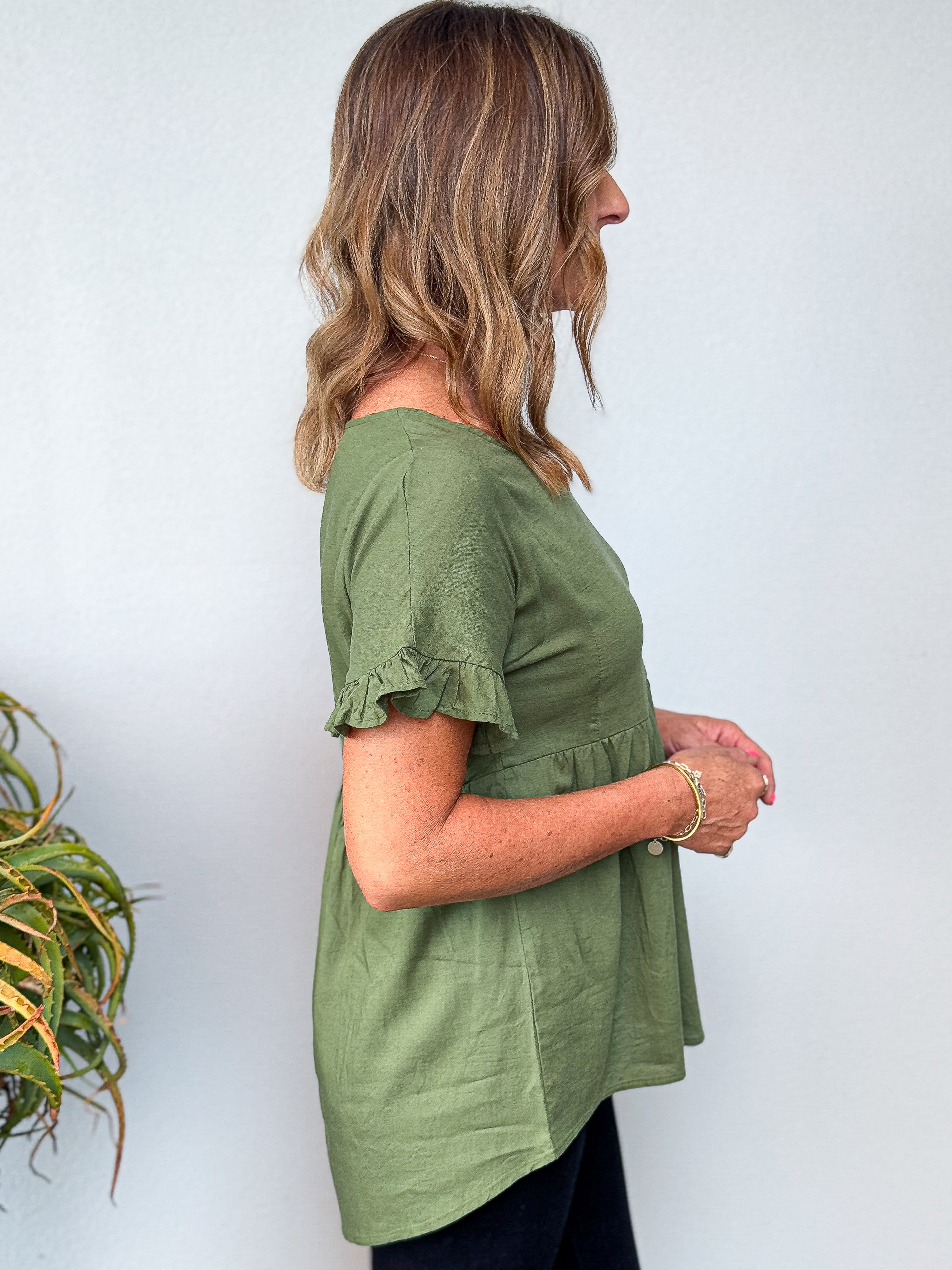 Hanna Hi-Lo Top - Khaki