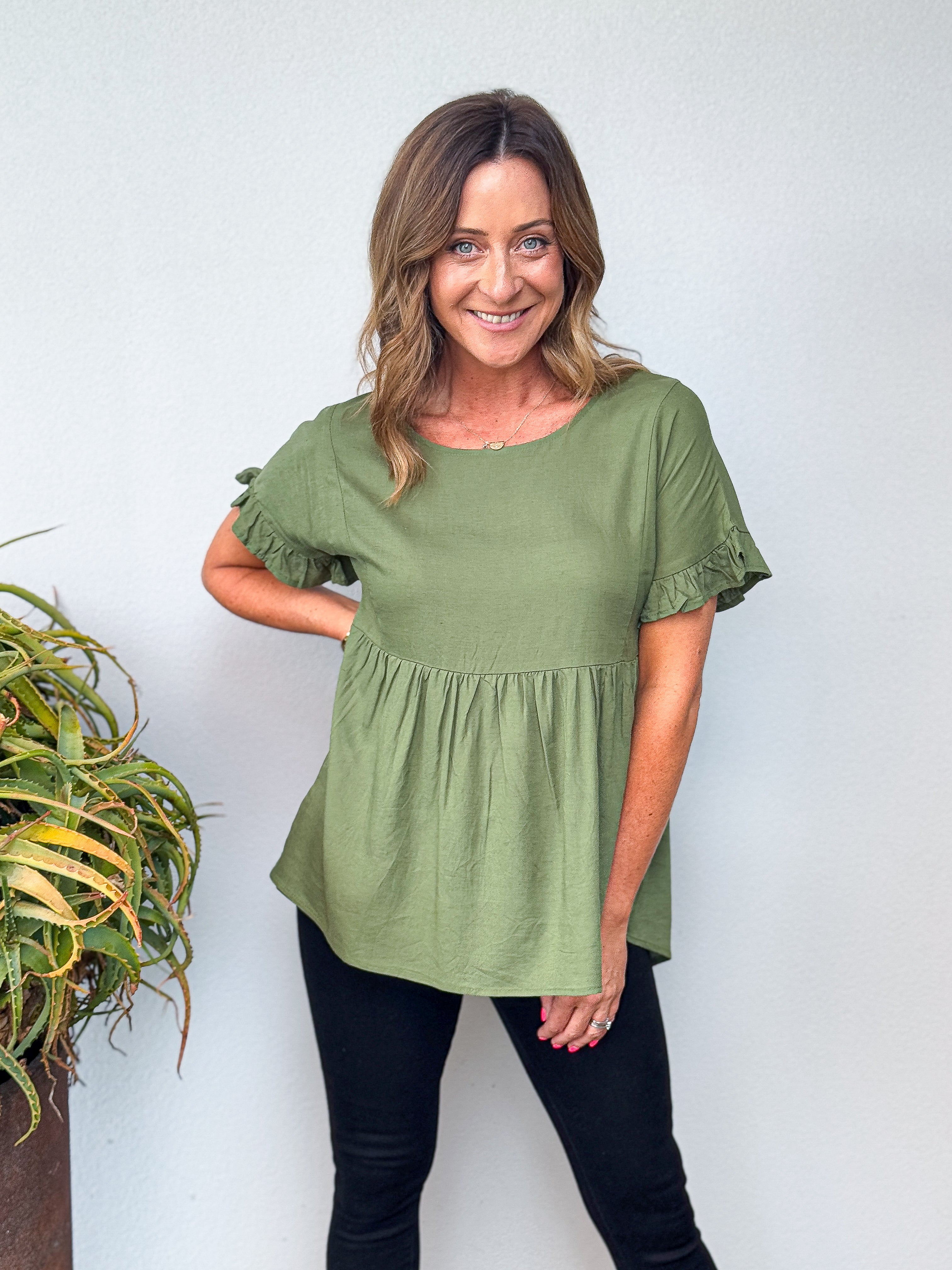 Hanna Hi-Lo Top - Khaki