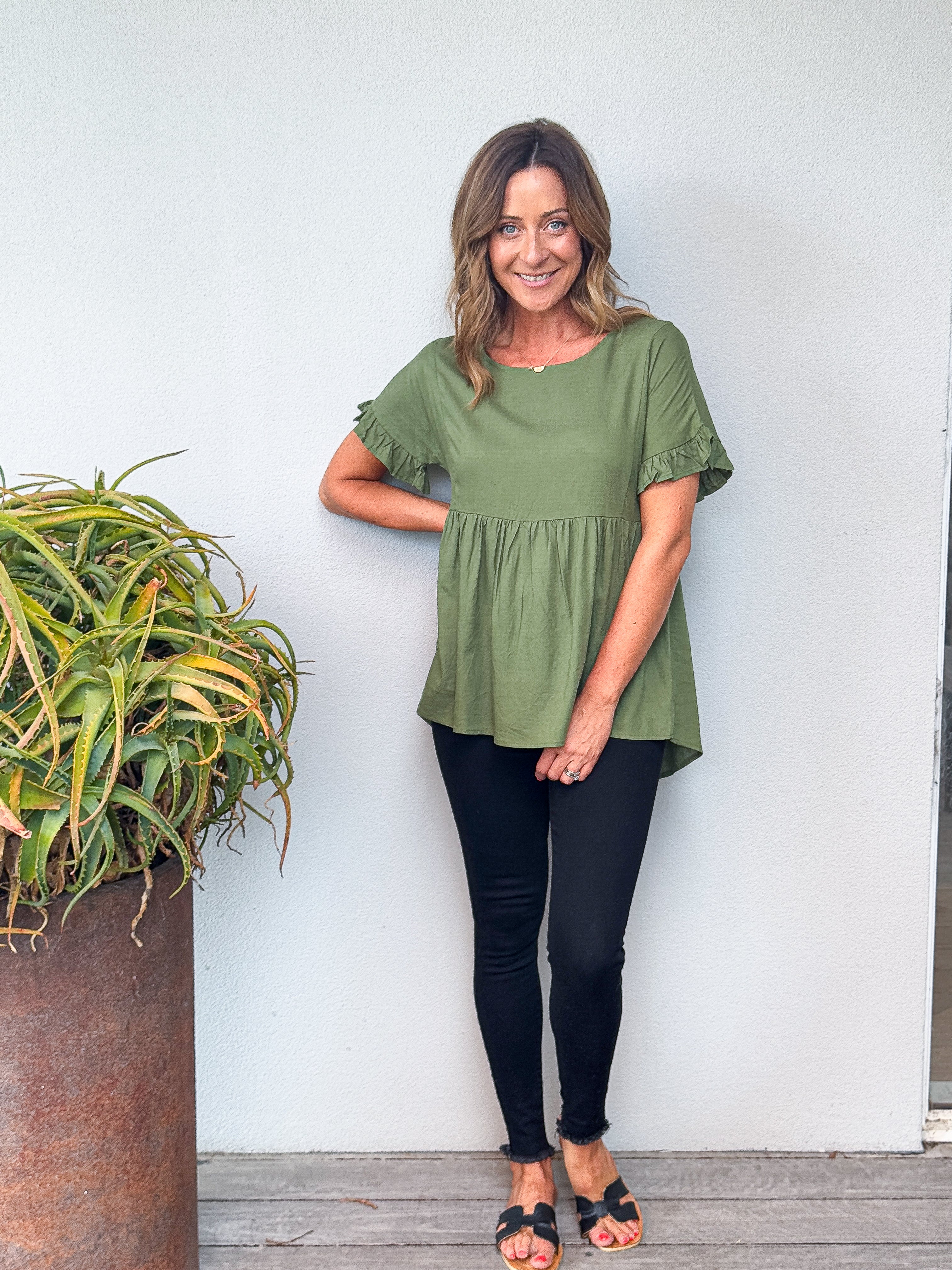 Hanna Hi-Lo Top - Khaki