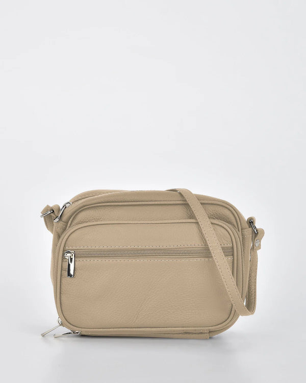 Jackie Everyday Leather Crossbody Bag Beige