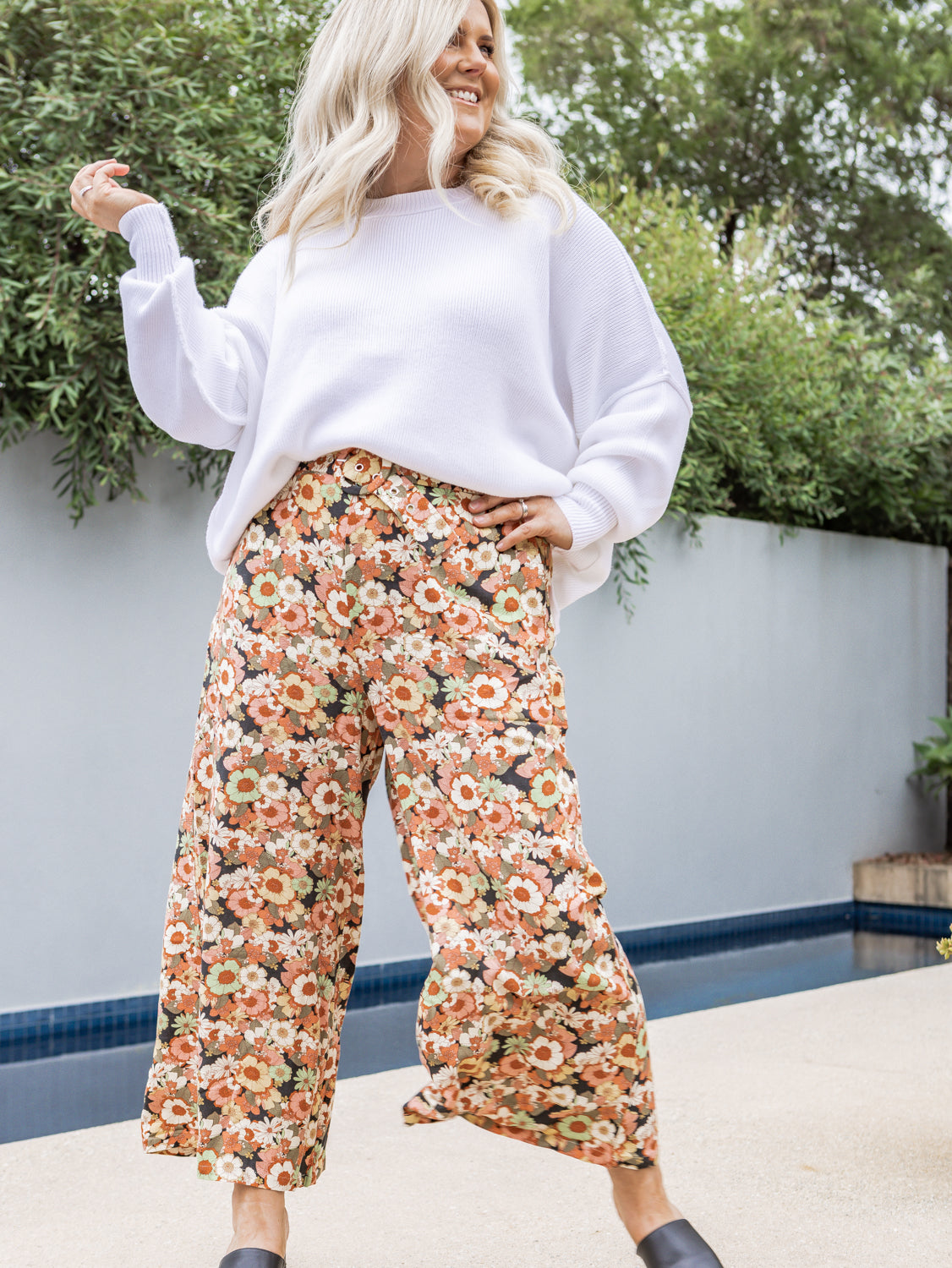Valerie Belted Wide Leg Pant - Fall Floral