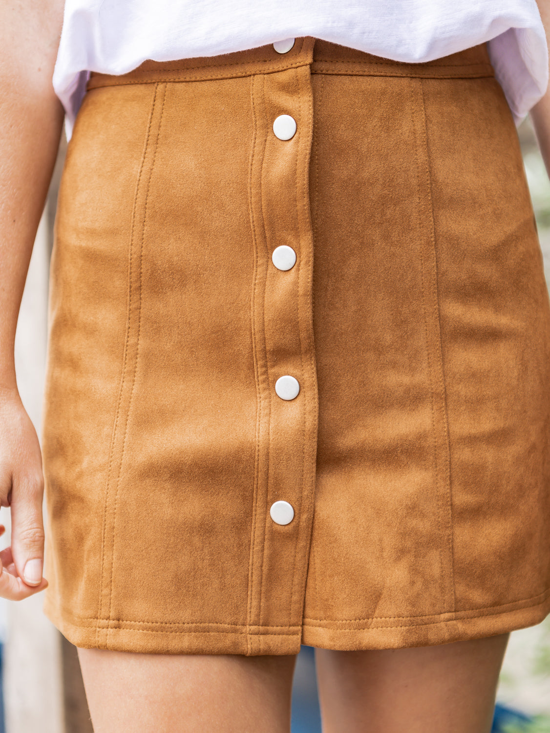 Becca High Waisted Button Skirt - Brandy Brown