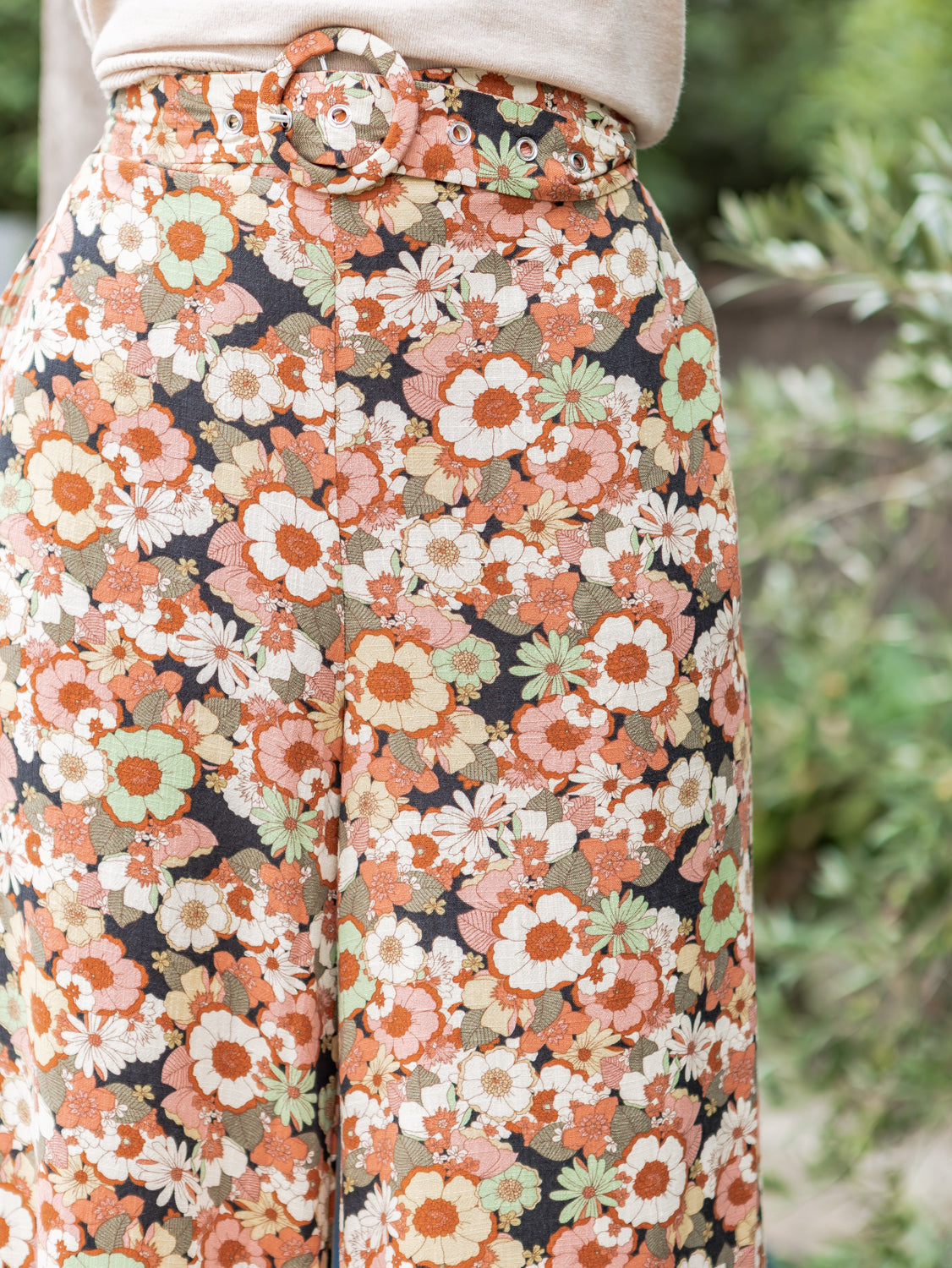 Valerie Belted Wide Leg Pant - Fall Floral