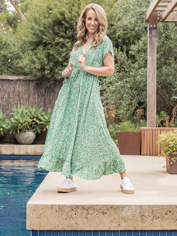 Annie Dress - Green Floral