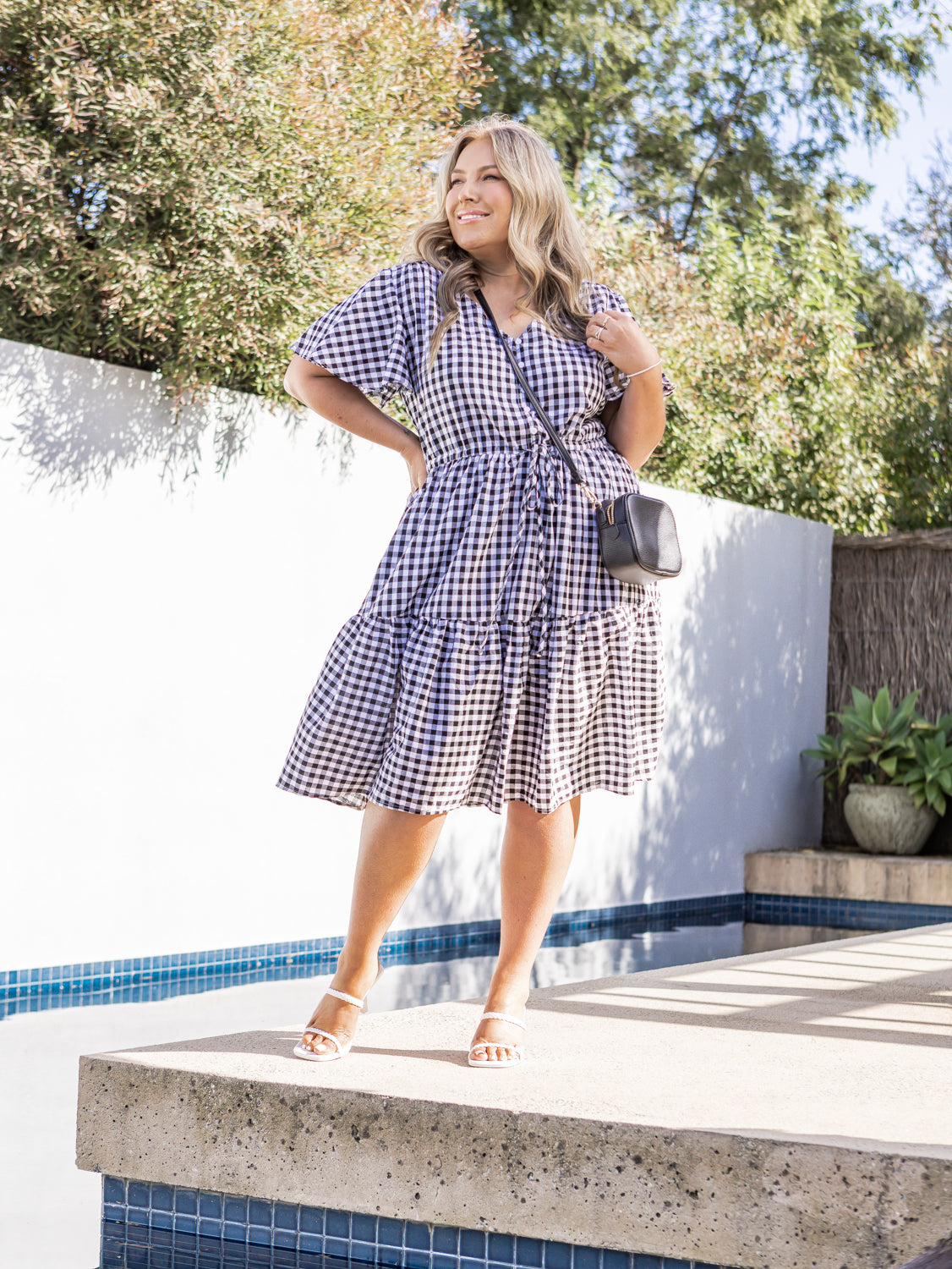 Ebony Gingham Dress - Black