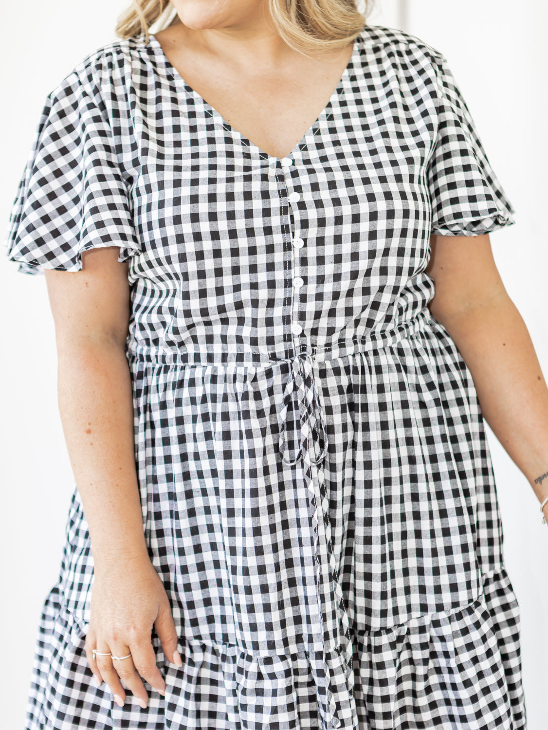 Ebony Gingham Dress - Black