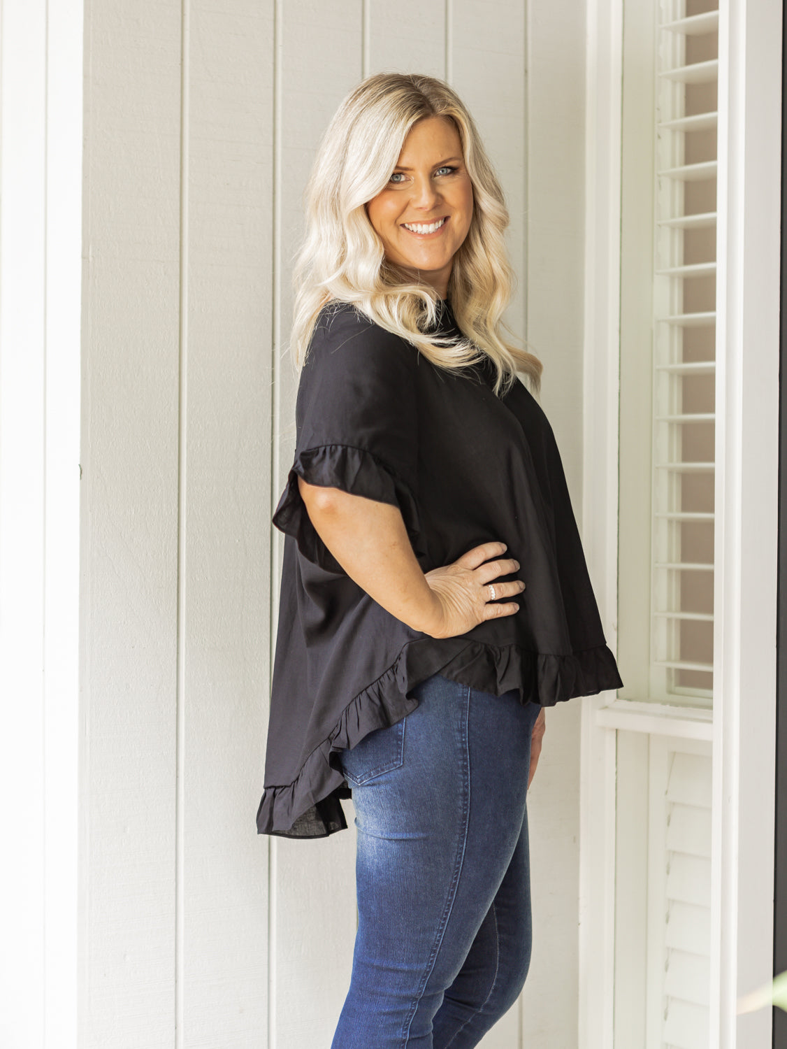 Alex Frill Top - Black