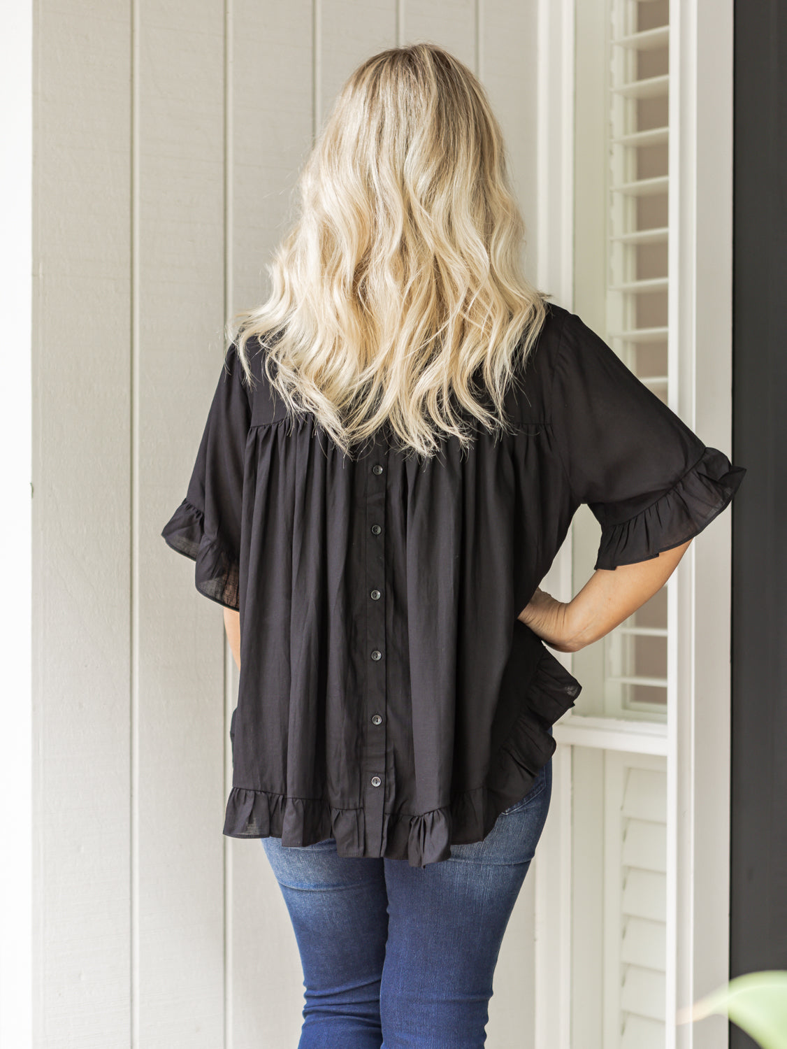 Alex Frill Top - Black