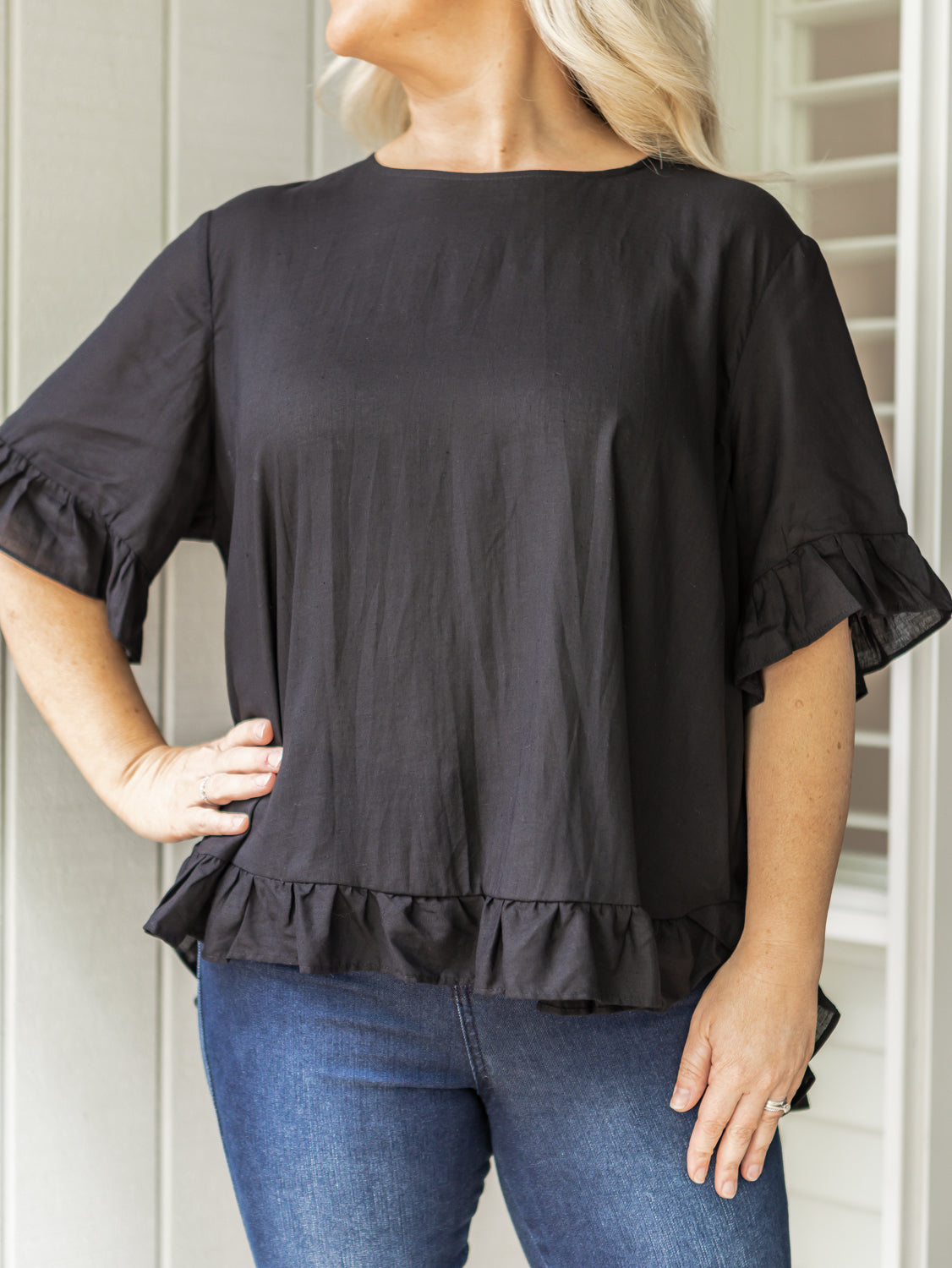 Alex Frill Top - Black