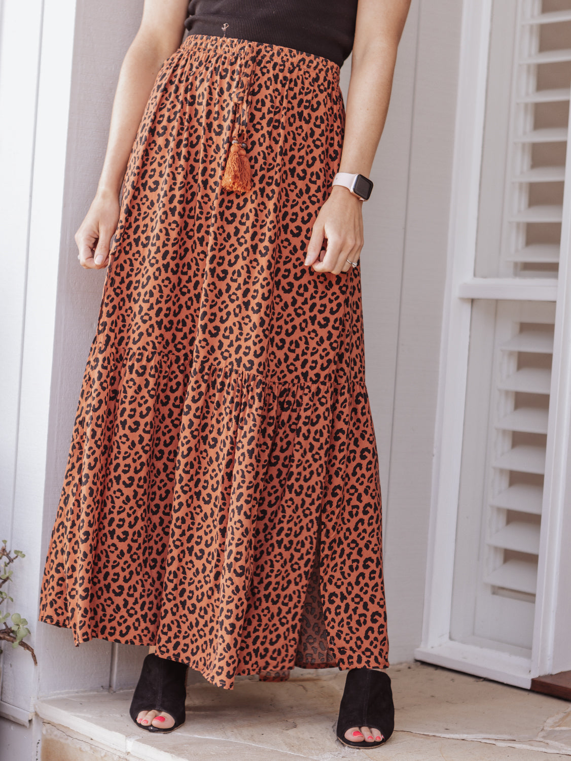 Tatiana Maxi Skirt - Rust Leopard