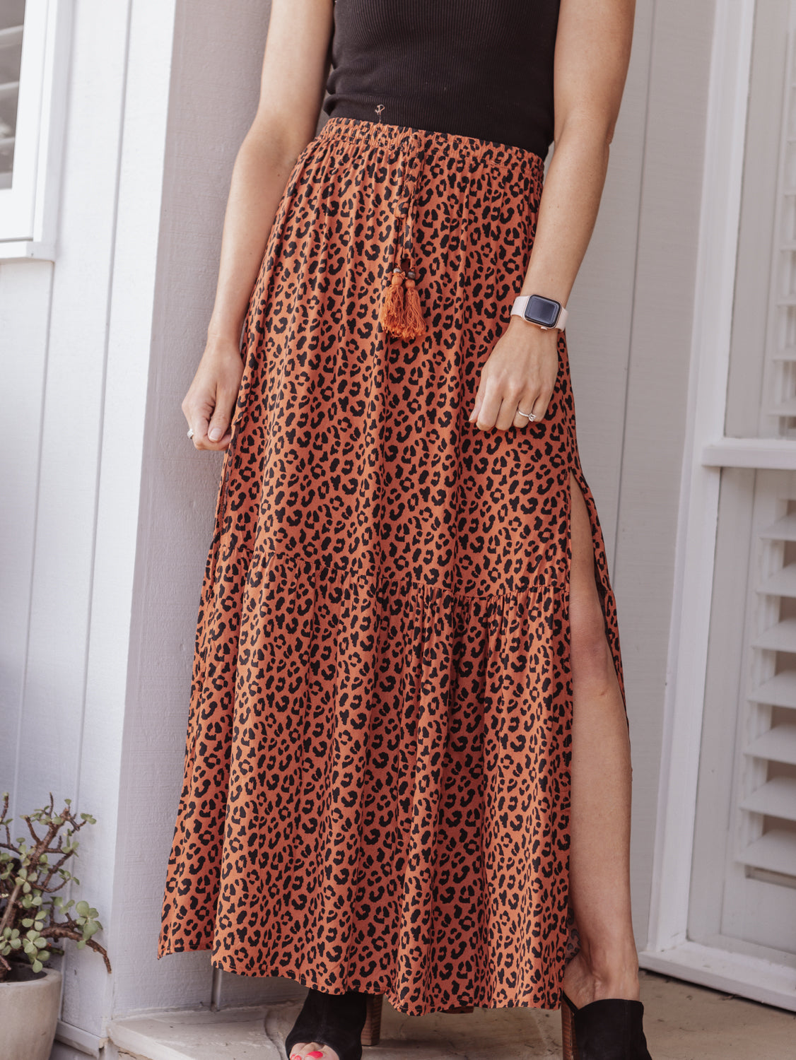 Tatiana Maxi Skirt - Rust Leopard