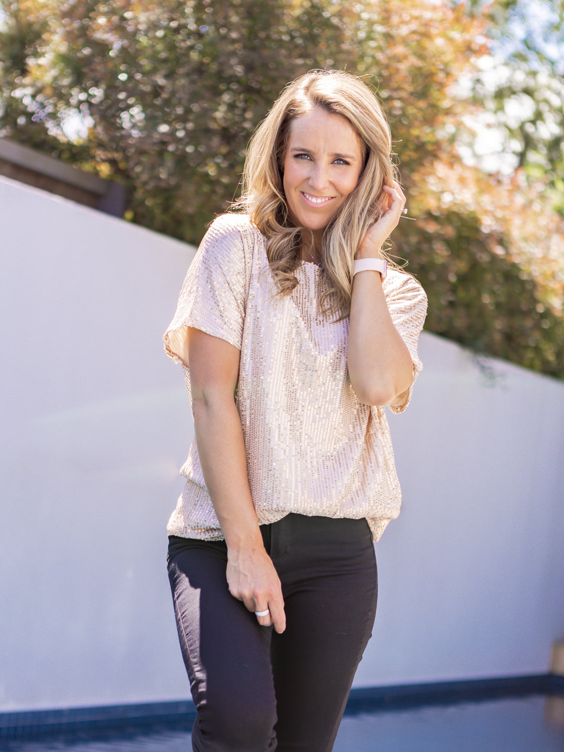 Whitney Sequin Top - Gold