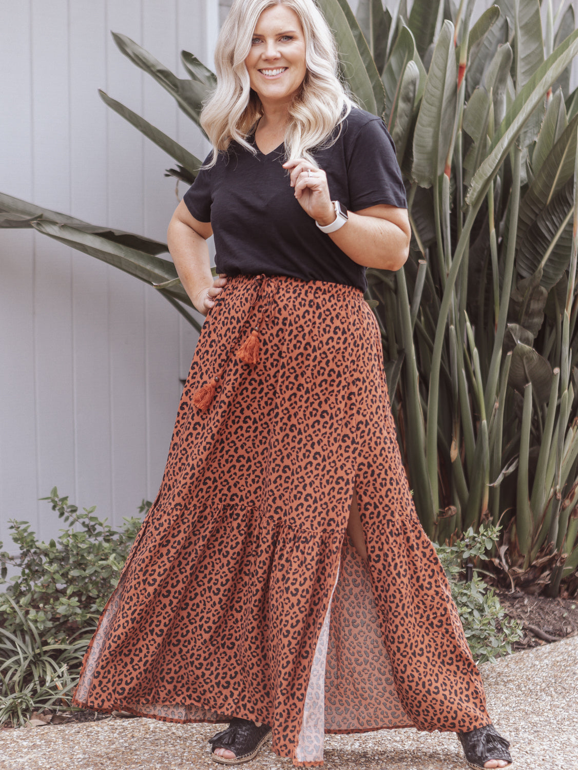 Tatiana Maxi Skirt - Rust Leopard