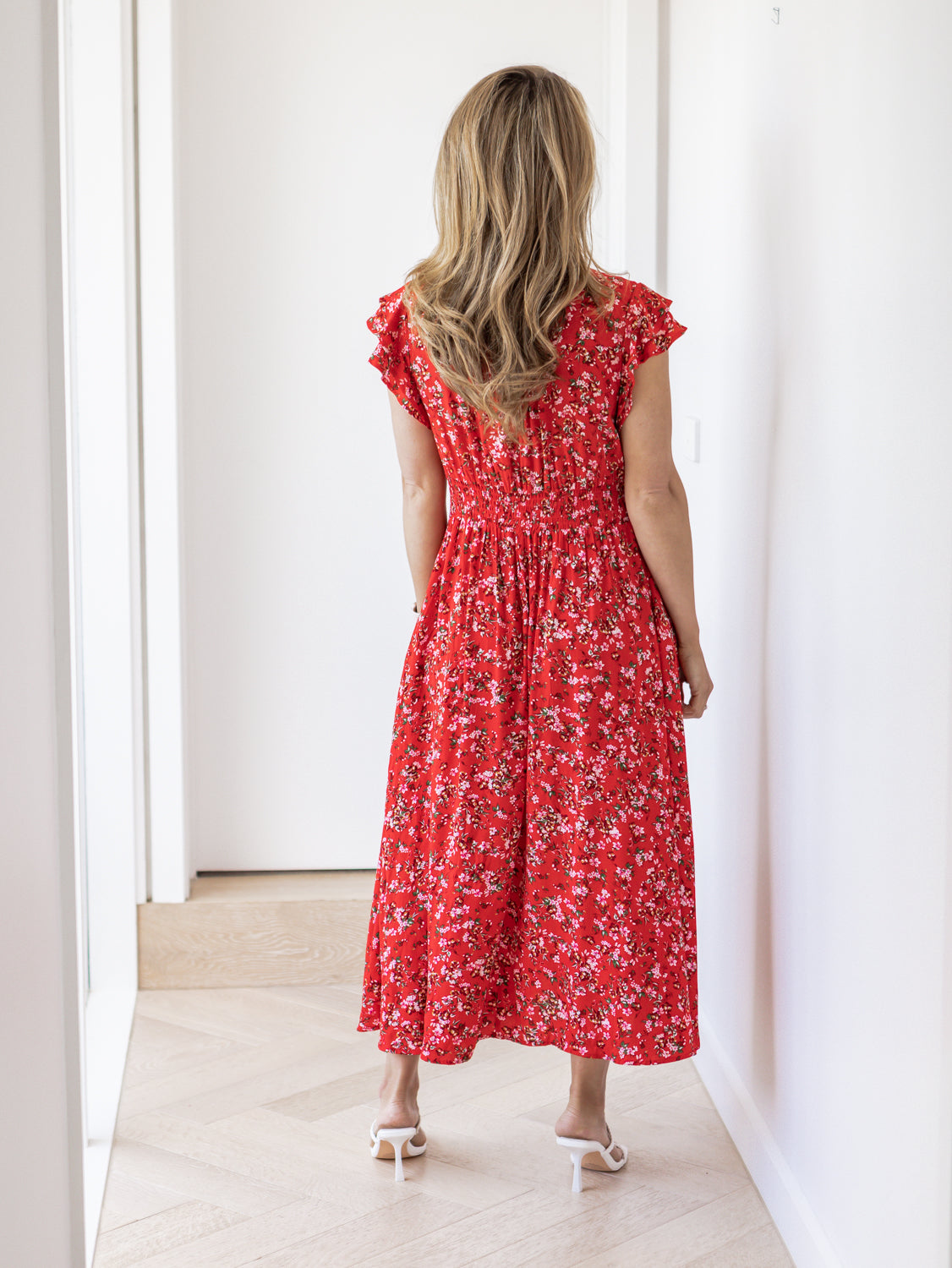 Holly Midi Dress - Red Multi