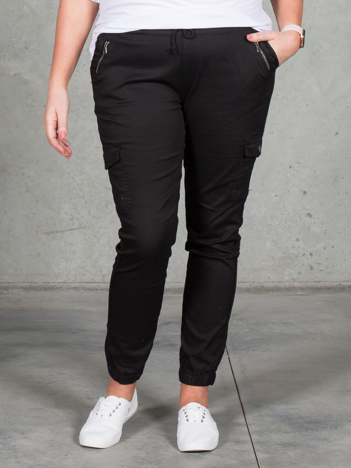 Women's Jogger Pants, Black, Cotton Blend - Jenni Joggers, Tall