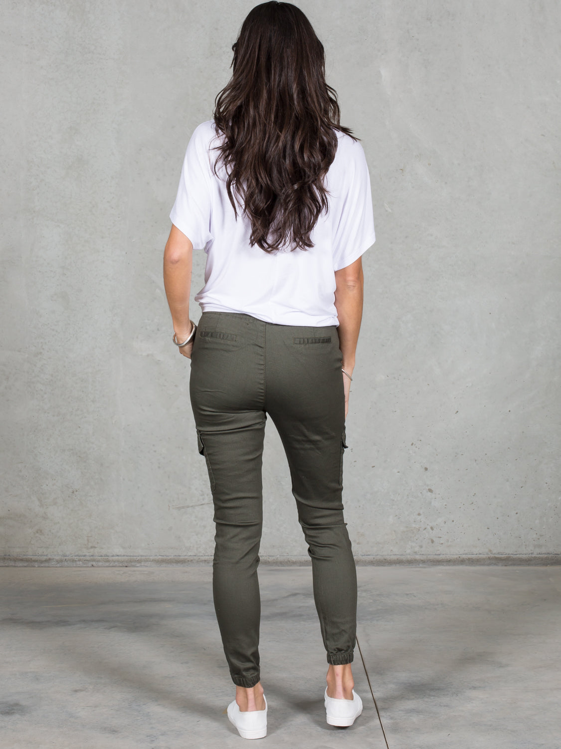 Women's Jogger Pants, Khaki, Cotton Blend - Jenni Joggers